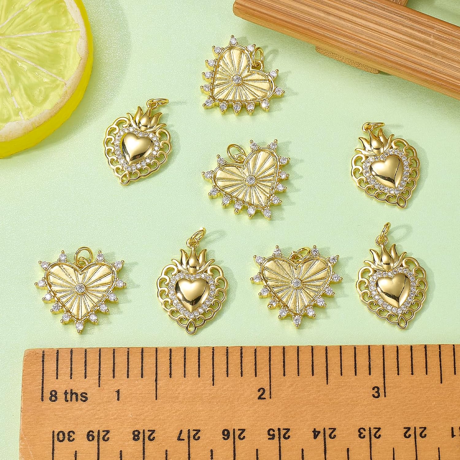 5pcs Heart Charms for Jewelry Making Mini Gold Charms Brass Pendant with Jump Rings for Bracelets Necklaces Earrings Keychain Crafts DIY - Image 3