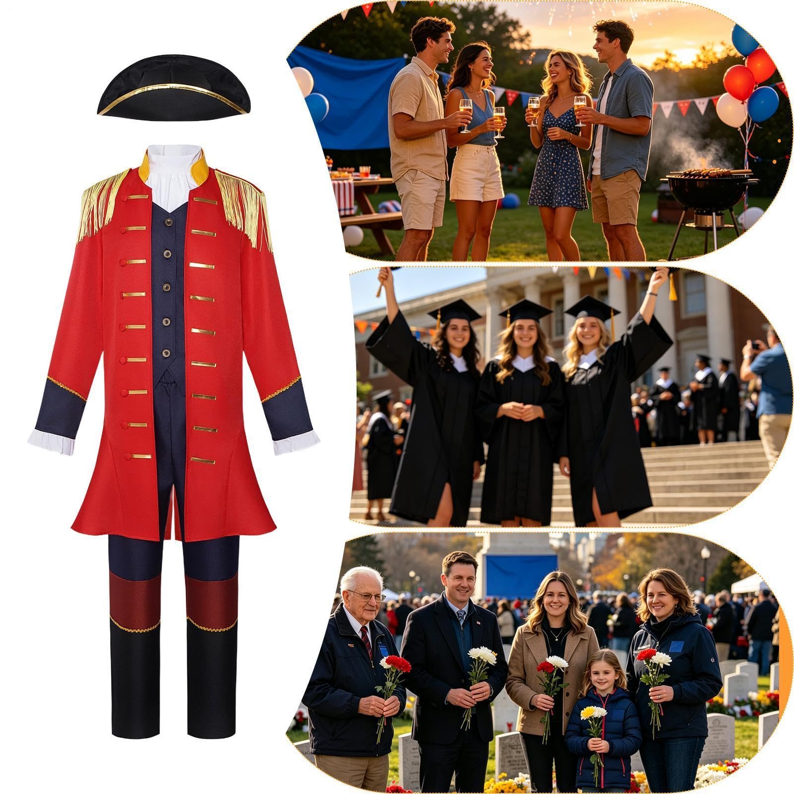 Costume del Fondatore Cappotto Storico Patriottico Giacca Pantaloni
