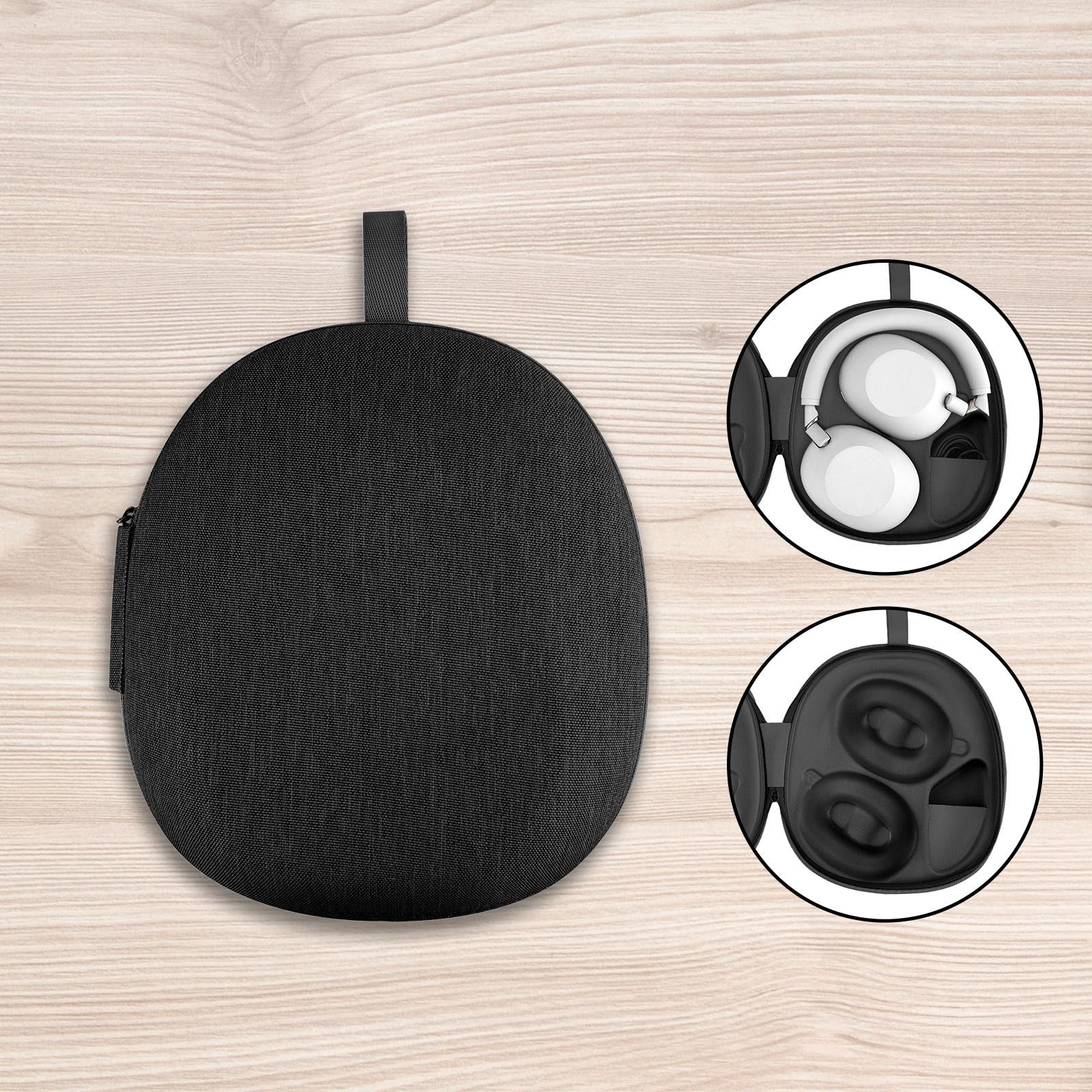 Estuche para Auriculares, portátil, Bolsa de Viaje, a Prueba de Polvo, con Cremallera, Funda para Auriculares, Bolsa de Transporte para WH-1000XM6, Negro