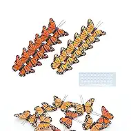 24pcs Monarch Butterflies Monarch Butterfly Decorations Kit with Magnet for Dia de Los Muertos Decorations Halloween Decorative Butterflies-2.25 inch KP06M