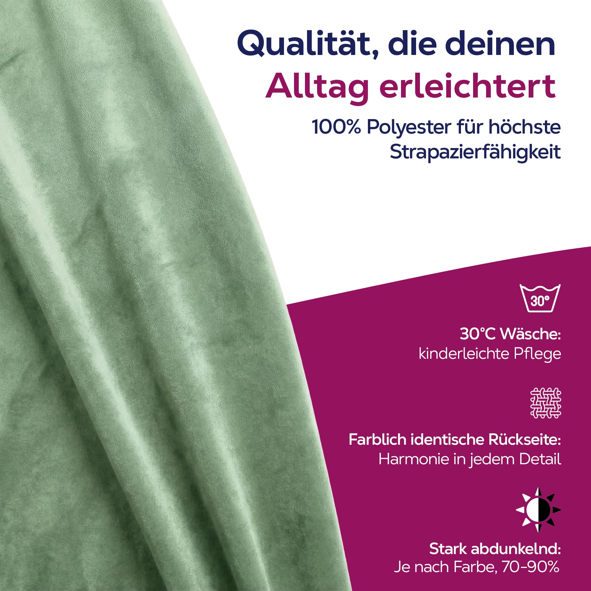 BEAUTEX Samtvorhang Ösen Hellgrün 300x245 cm Velvet Verdunkelung | Weicher Velvet-Samt, blickdicht, lichtmindernd, pflegeleicht, viele Farben und Größen