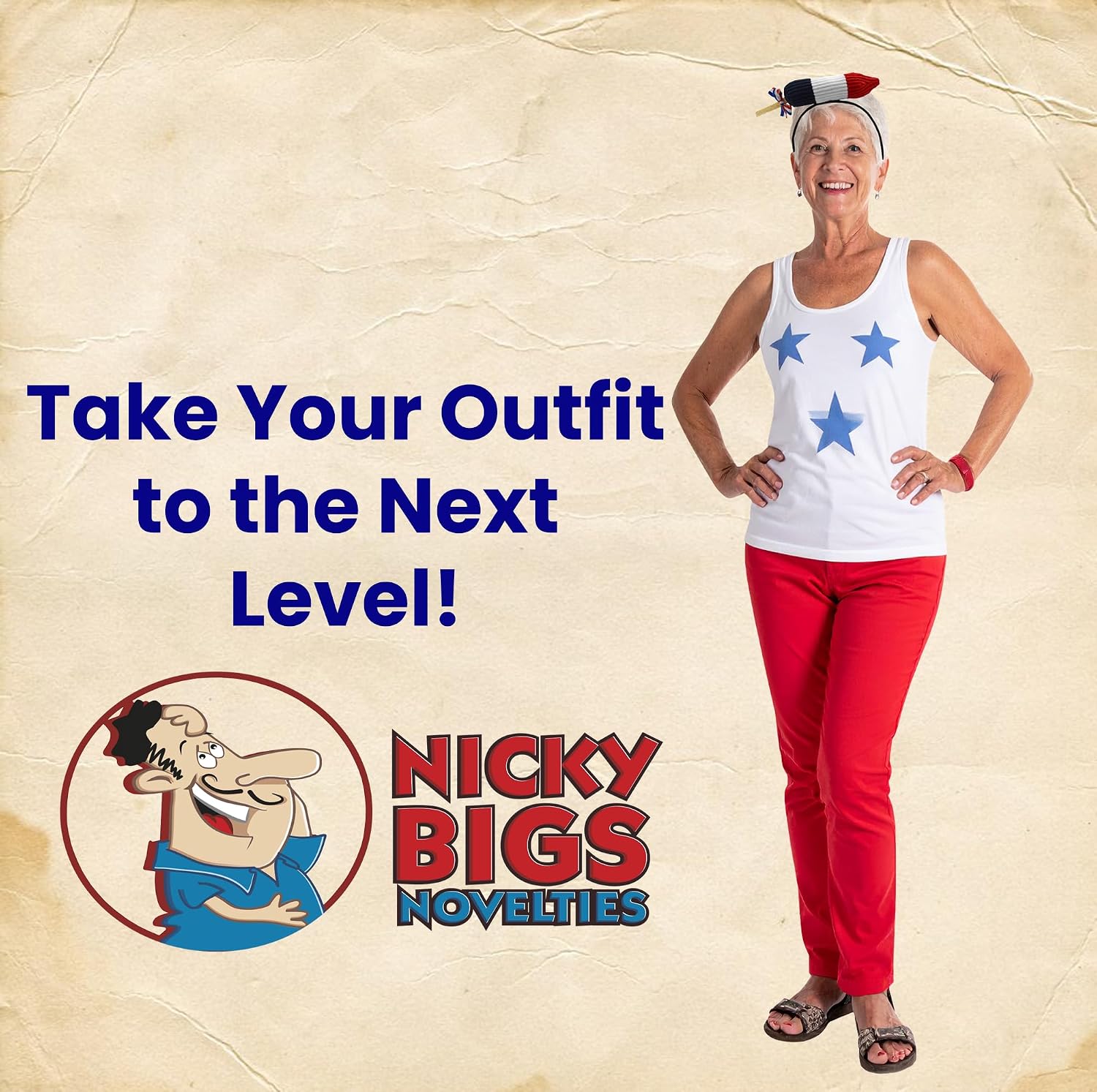 Nicky Bigs Novelties Morph Patriotic Rocket Popsicle Headband Red White Blue Firecracker Hairband for 4th of July Parade Costume Party USA-Themed Events