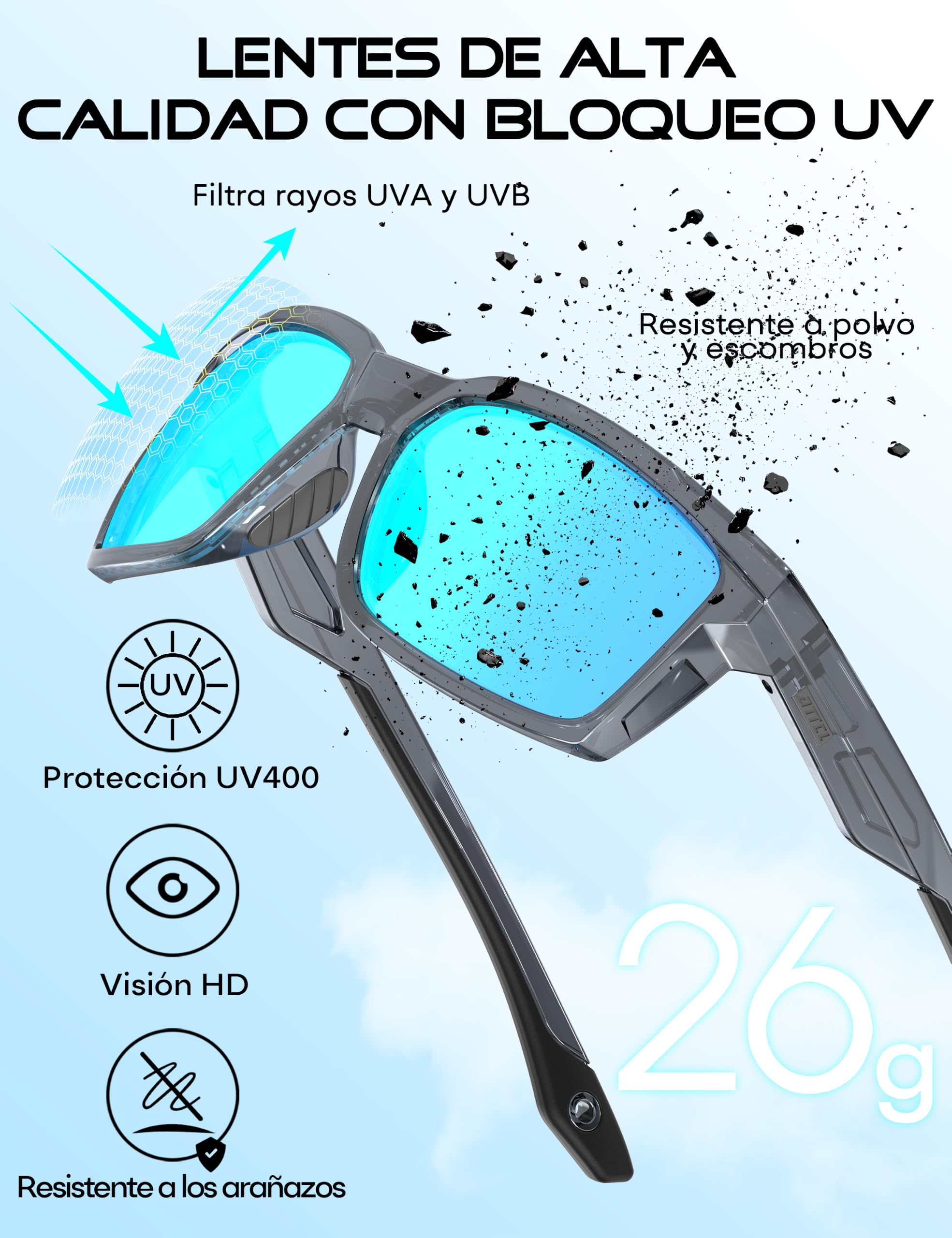 ATTCL Gafas de sol deportivas polarizadas para hombre con protección UV400 ultraligero TR90 flexible marco
