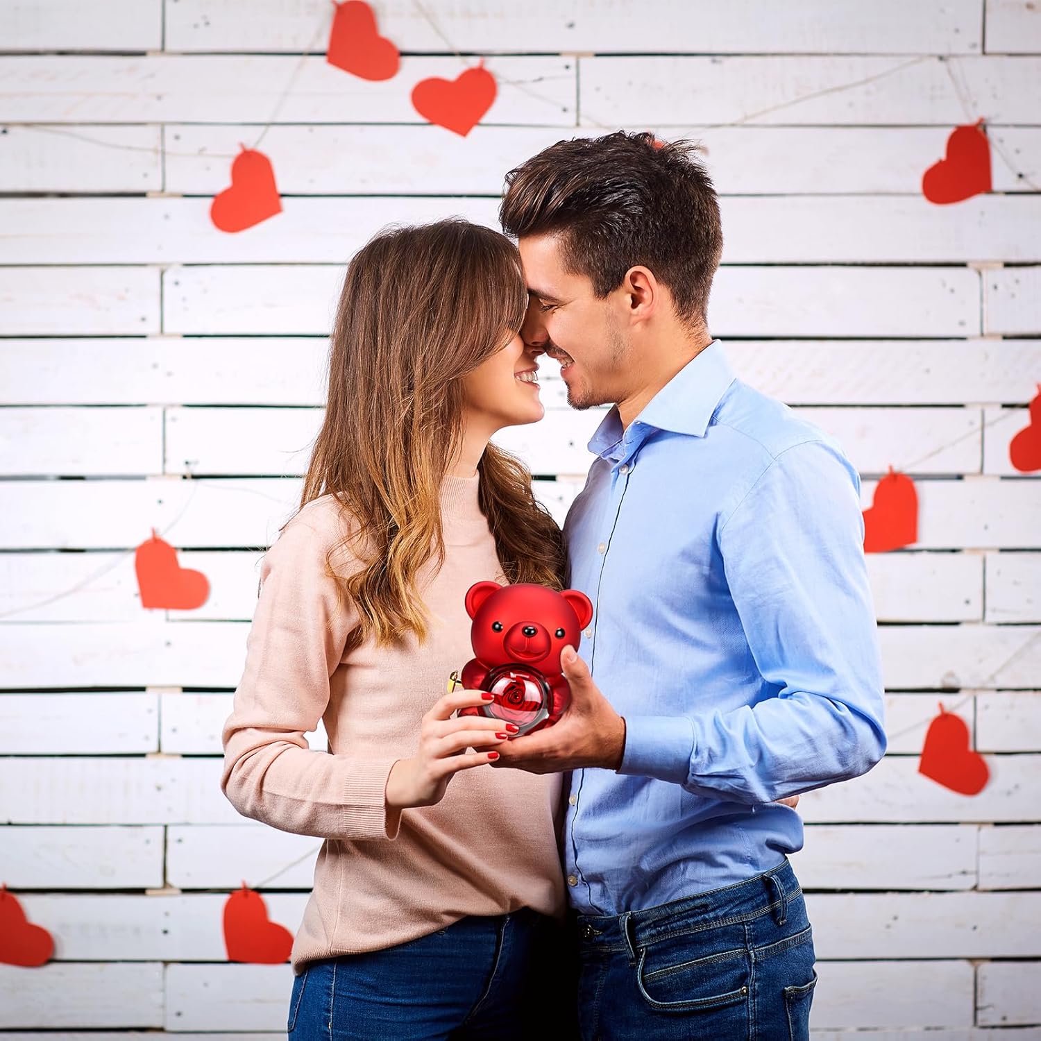 Preserved Red Real Rose with Heart Necklace，Eternal Flowers Rose Bear Gifts for Mom Wife Girlfriend on Mothers Day Birthday Valentines Christmas Anniversary Romantic Gifts for Her - Image 7