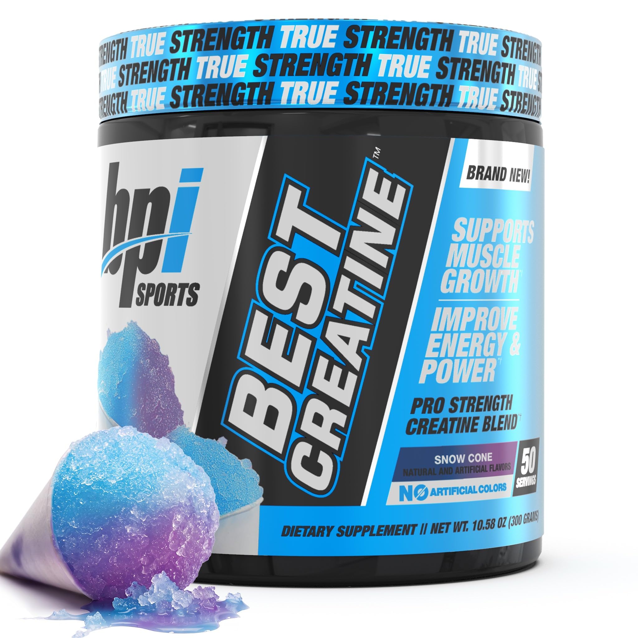 BPI Esportes Melhor Creatina - Creatina Mono-hidratado Pó para Homens e Mulheres, Himalaia Sal - Força, Bomba, Endurance, Crescimento muscular, Definição muscular - Sem Bloat - Snow Cone - 50 porções - 10.58 Oz
