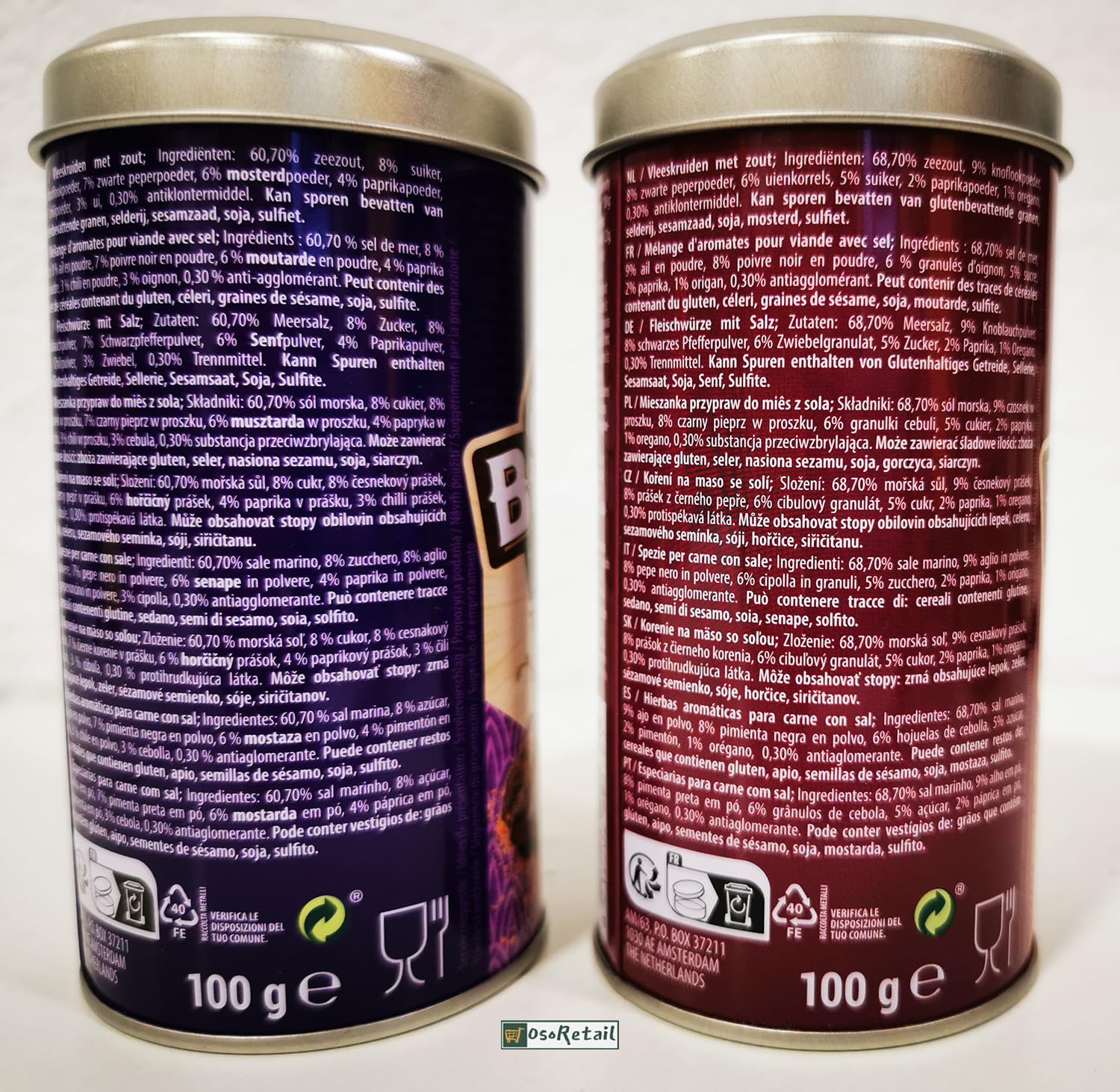 OsoRetail pack de 2 latas de mezcla de especias | Big Jeff Stakehouse Rub y Texas BBQ Rub | 2x 100gr