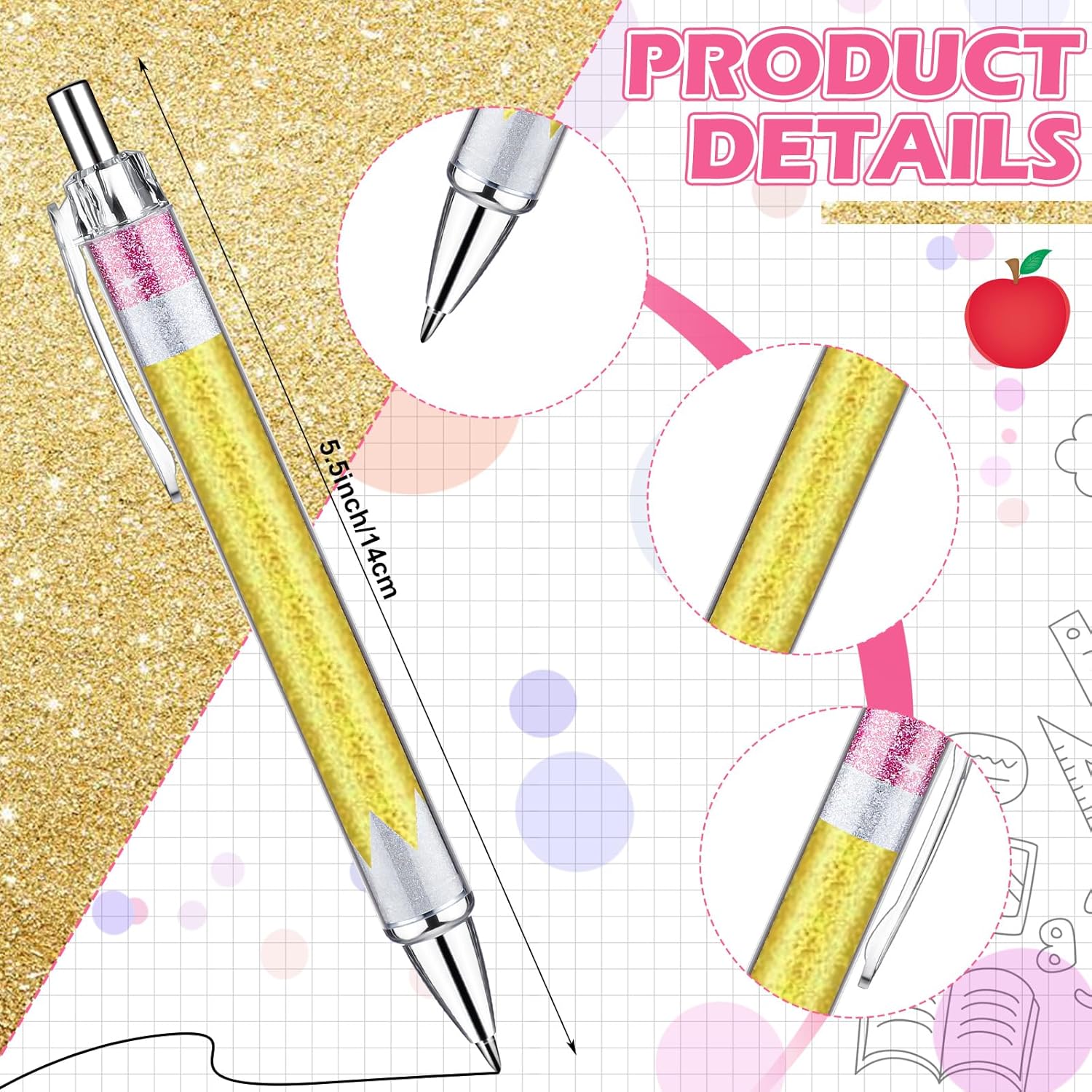 24 Pcs Teachers Pens Bulk Teacher Appreciation Gifts Cute Ballpoint Pens Best Teaching Thank You Gifts for Teachers' Day Woman Nurse Coworker Staff Office Writing Stationery Supply - Image 3