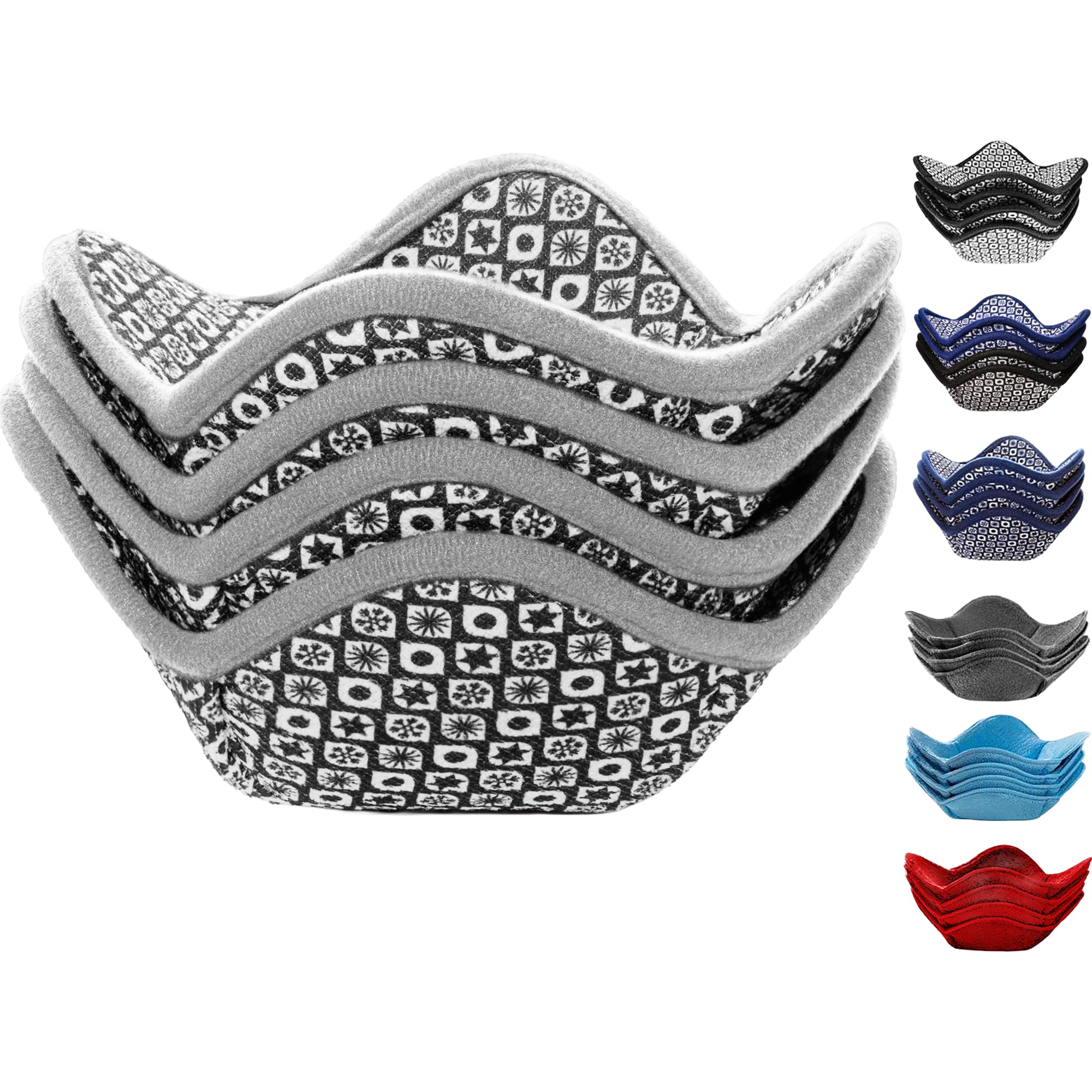 Sheff Gray And White Microwave Bowl Cozy Holders Set Of 4 – For Hot And Cold Bowls, Plates And Dishes Bowl Holder For Microwave (Gray And White)