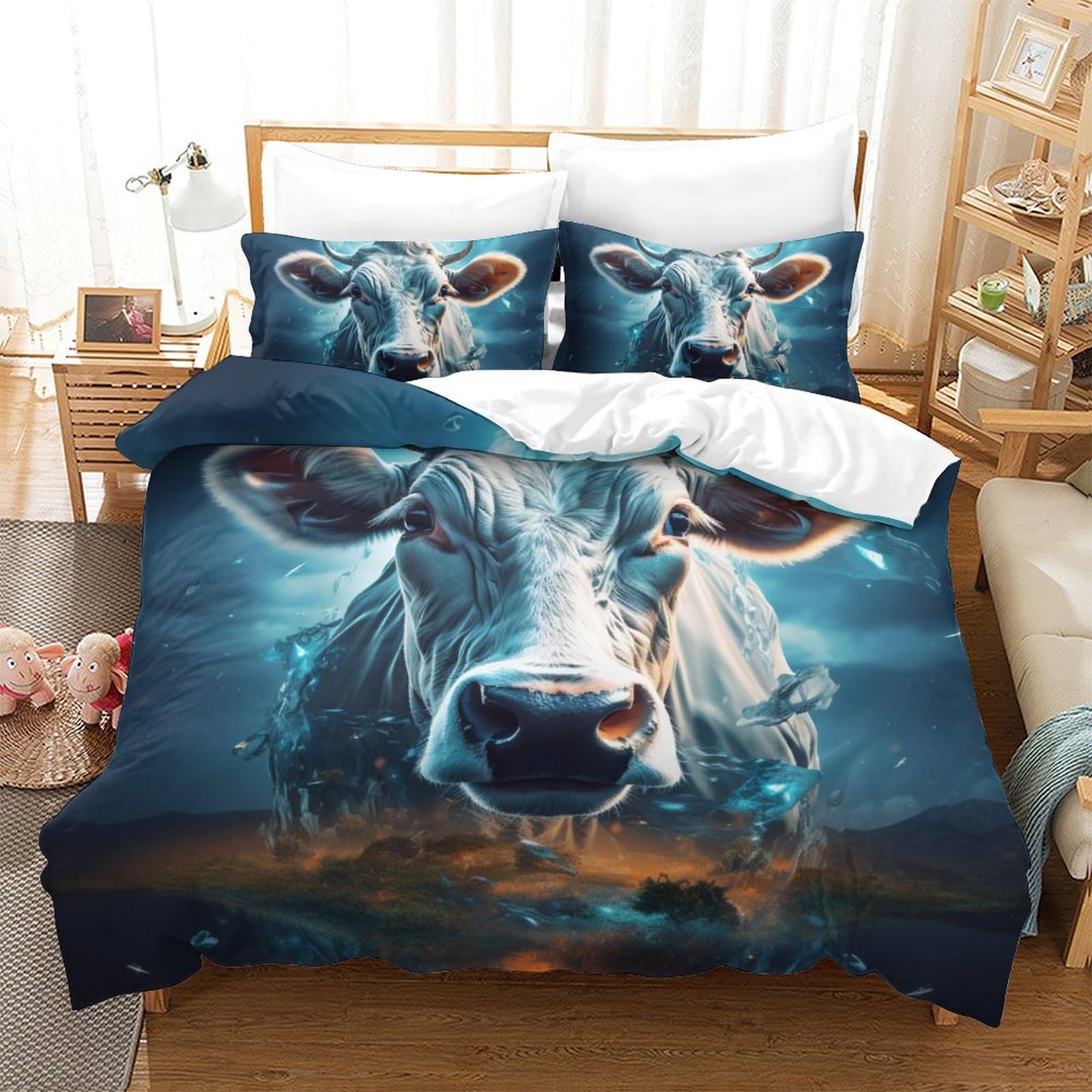 Housse de couette vaches laitières effet 3D ultra douce pour des nuits douillettes