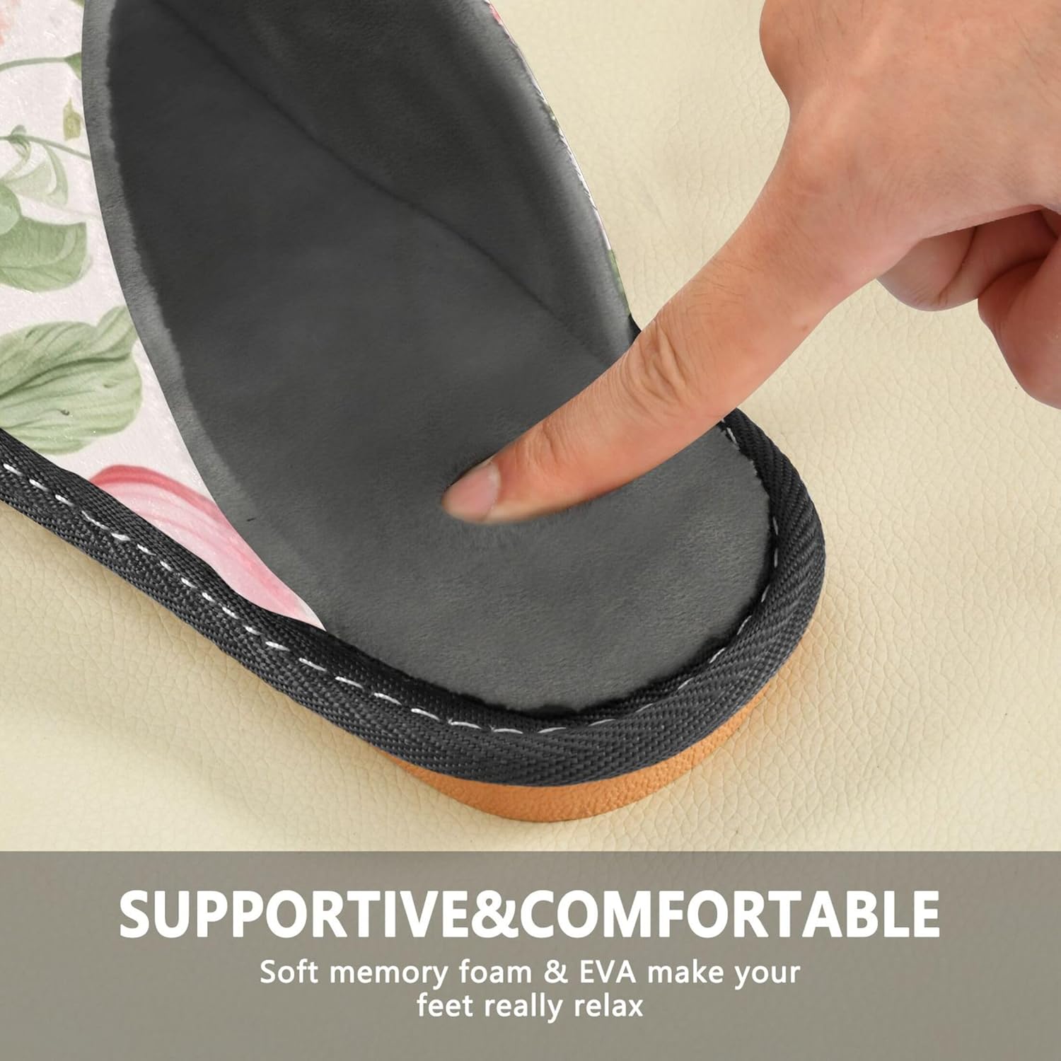 Floral Garden Flower Butterfly House Slippers – Cozy Fuzzy Slippers for Guests, Washable & Disposable, Perfect for Shoeless Home, Spa & Hotel Use A110192