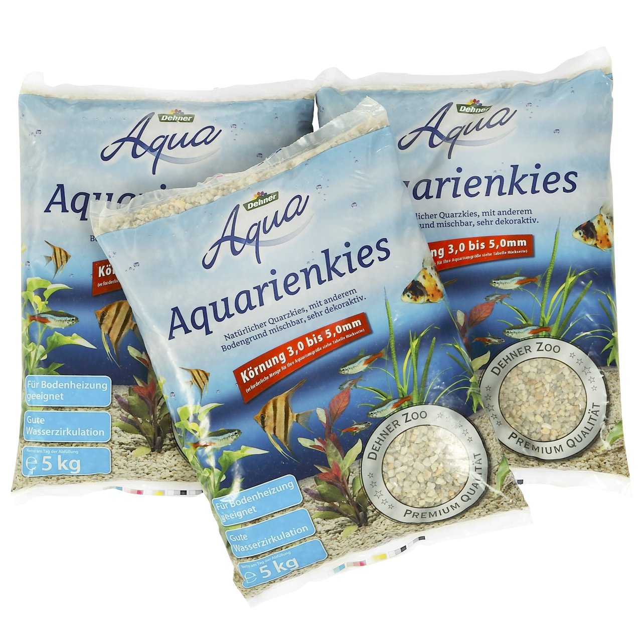 Dehner Aqua 5266770 Acuario Grava con 3.0 A 5.0 mm granulación tamaño 3 X 5 kg