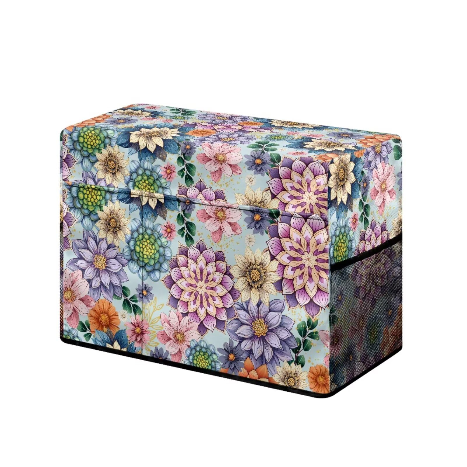 Jeiento Bright Blossom Flowers Sewing Machine Cover with Pockets Dust Cover Compatible with Most Standard Sewing Machines Universal Fit - Image 2
