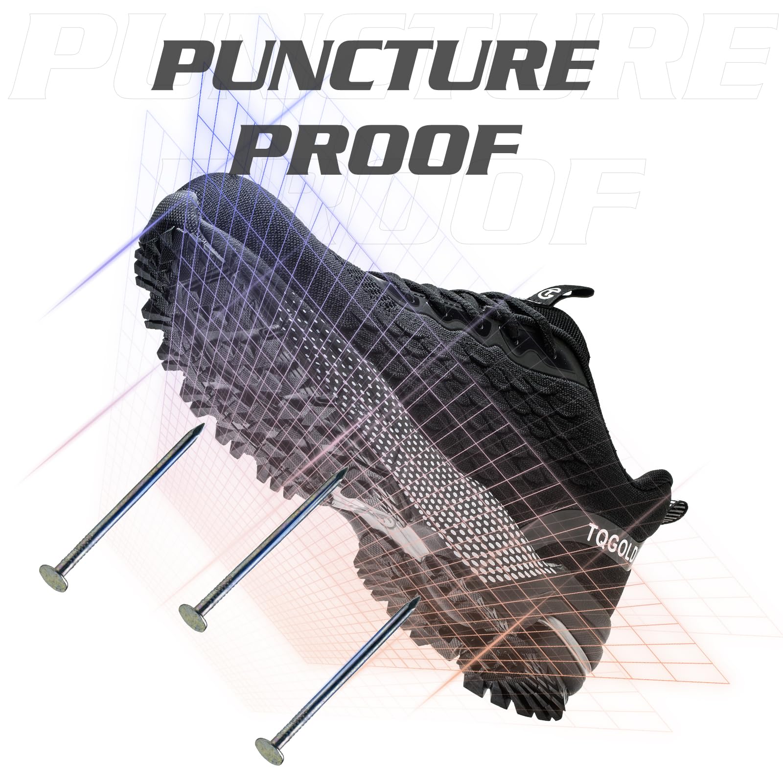 TQGOLD Scarpe Antinfortunistiche Uomo Leggere Comodo Donna Scarpe da Lavoro con Punta in Acciaio Ammortizzazione Traspiranti Antiscivolo Scarpe Protettive Industriali