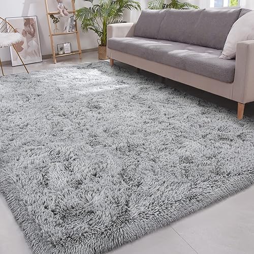 Vista 11 de Vocrite Alfombra peluda extragrande de 6 x 9 pies, color rosa, para dormitorio, sala de estar, niñas, alfombra mullida para sala de juegos, Rosado