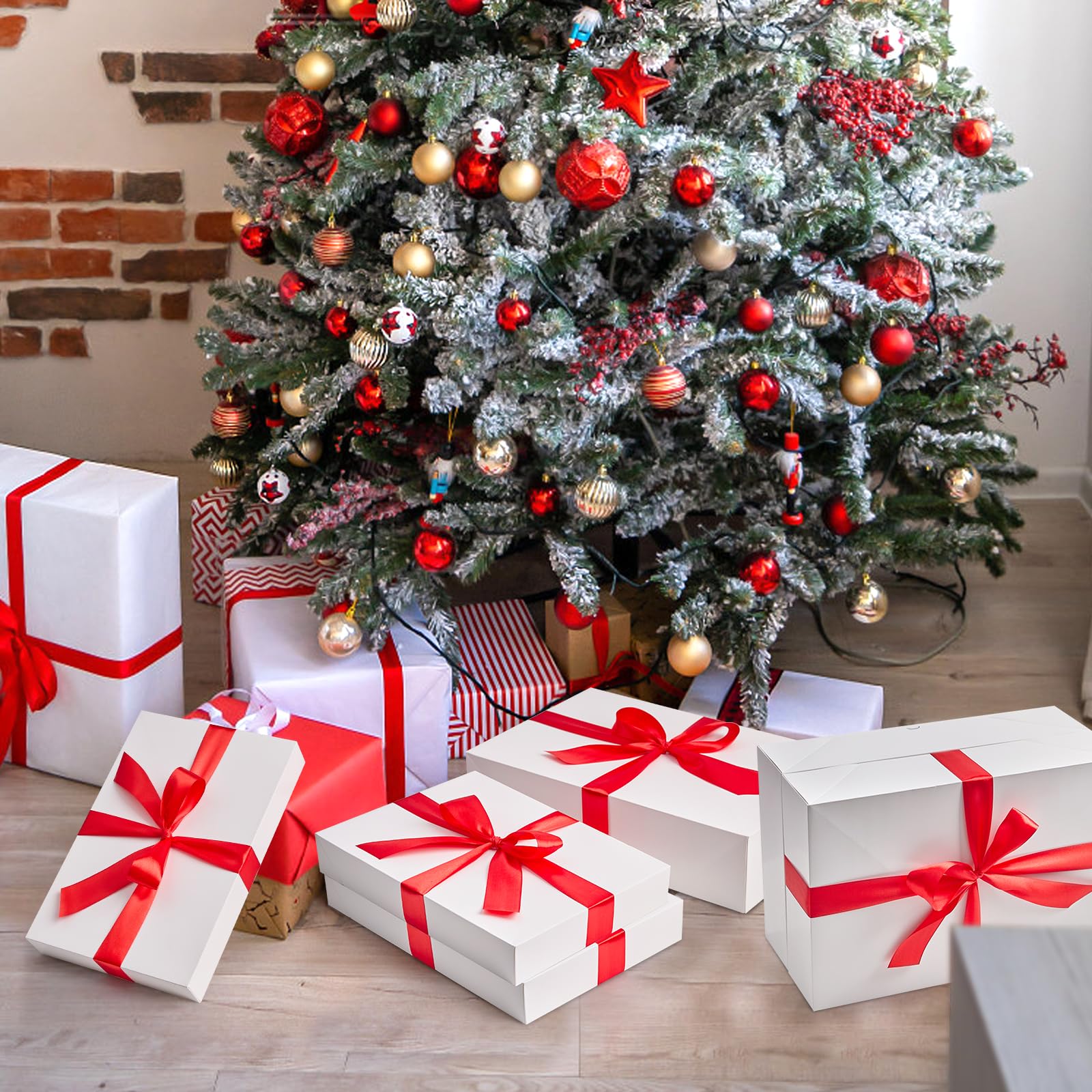 Kucoele Paquete de 10 cajas de regalo blancas con tapas, cajas grandes de regalo para camisas, cajas de regalo a granel para Navidad, bodas, cumpleaños, despedidas de soltera (14.25 x 9.5 x 2