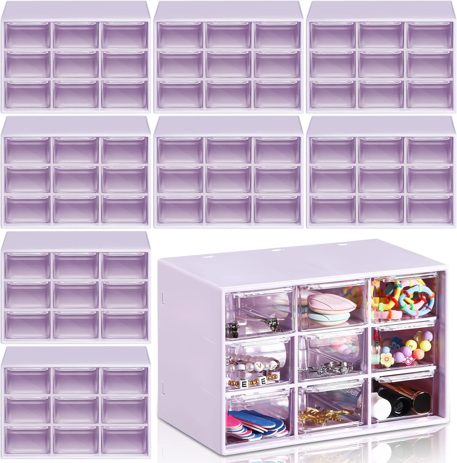 Amazon.com: Rtteri 9 Pieces Mini Drawer Organizer Plastic Desktop ...