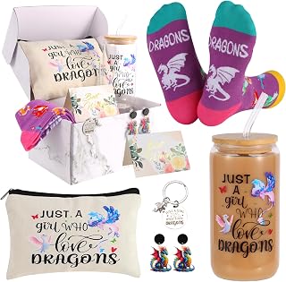 SAIWEILAI ONLINE 6 Pieces Dragon Gifts Set for Women Dragons Lovers Just a Girl Who Loves Dragon Gifts Christmas Gift for Her Daughter Friend Sister Dragons Lovers