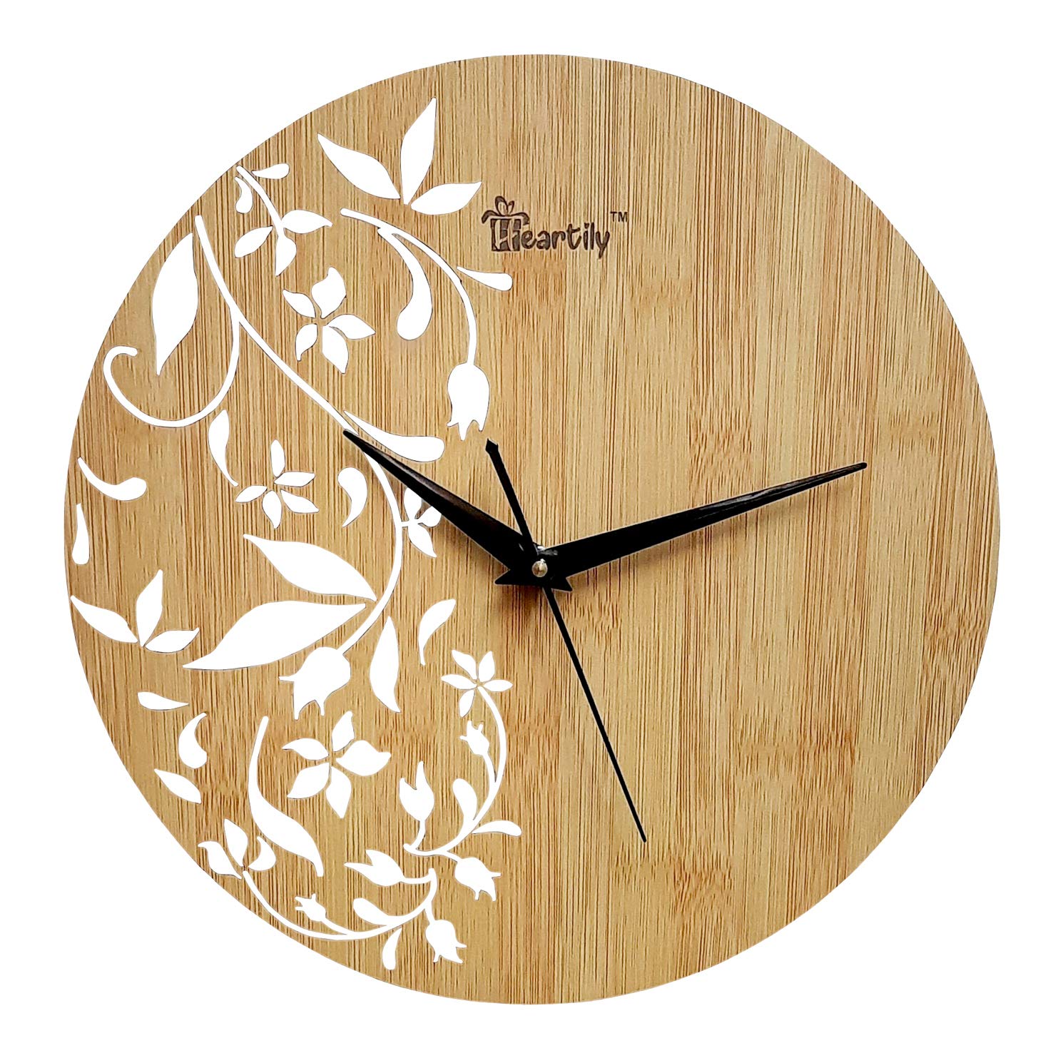 Heartily ™ Engineering Wood Wall Clock ( 12 inch , Large , Quartz , Black) 023