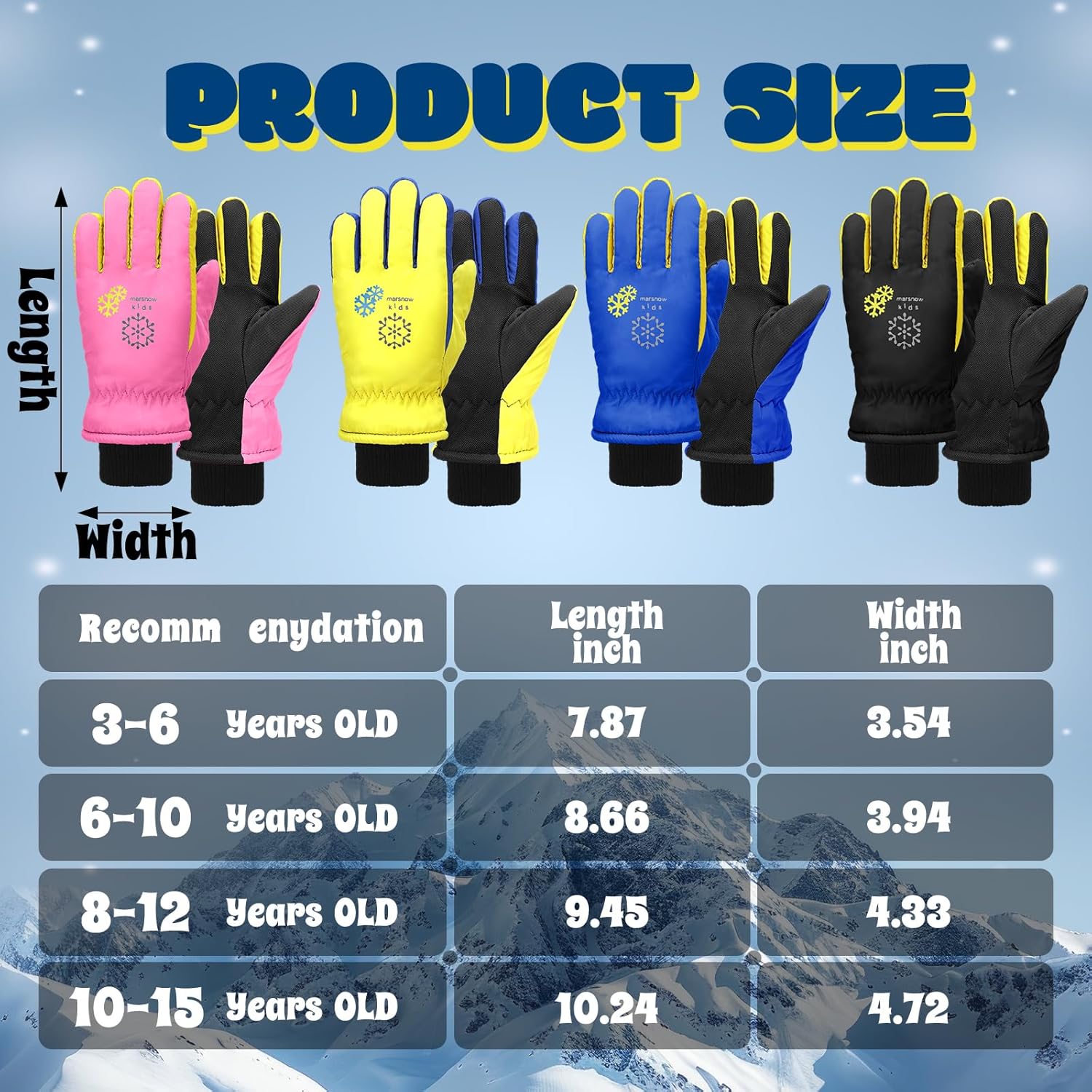 Geyoga 4 Pairs Kids Waterproof Ski Gloves Warm Windproof Winter Snow Gloves Cold Weather for Boys Girls - Image 3