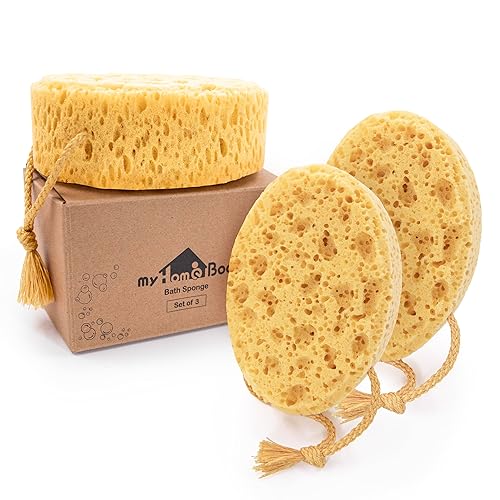 Miniatura 26 de myHomeBody Esponja de baño, esponja de espuma, exfoliante corporal para baño, puf de ducha exfoliante para ducha, tamaño grande, mucha espuma,