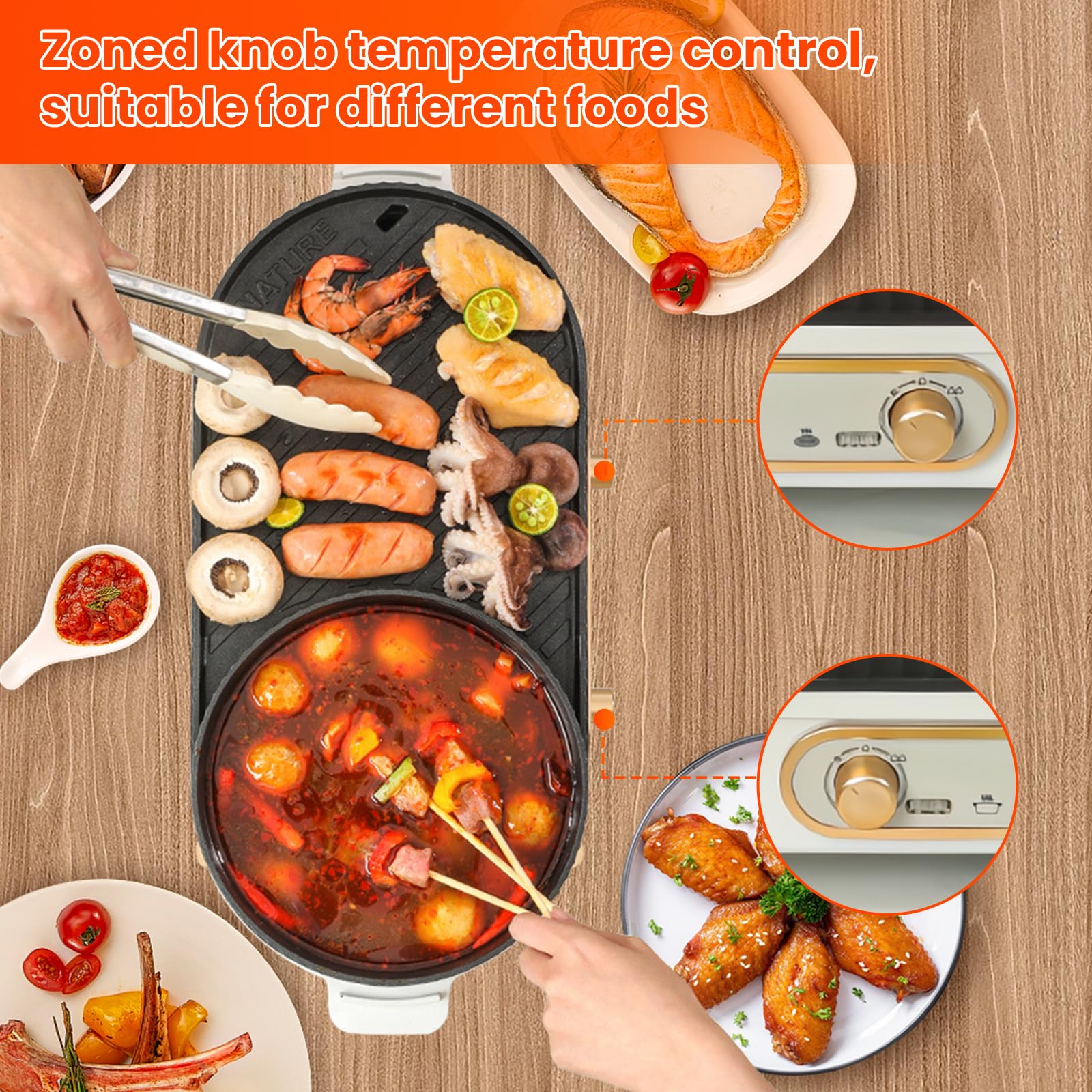 Elektrischer Hot Pot Mit Grill, 2 In 1-Elektrogrill-Hot Pot, Chinesischer Topfkocher, 220 V, 1700 W, Elektrische Hot Pots, Koreanischer Bbq-Grill FüR Kleine Familienfeiern Mit Drei Bis Sechs Personen