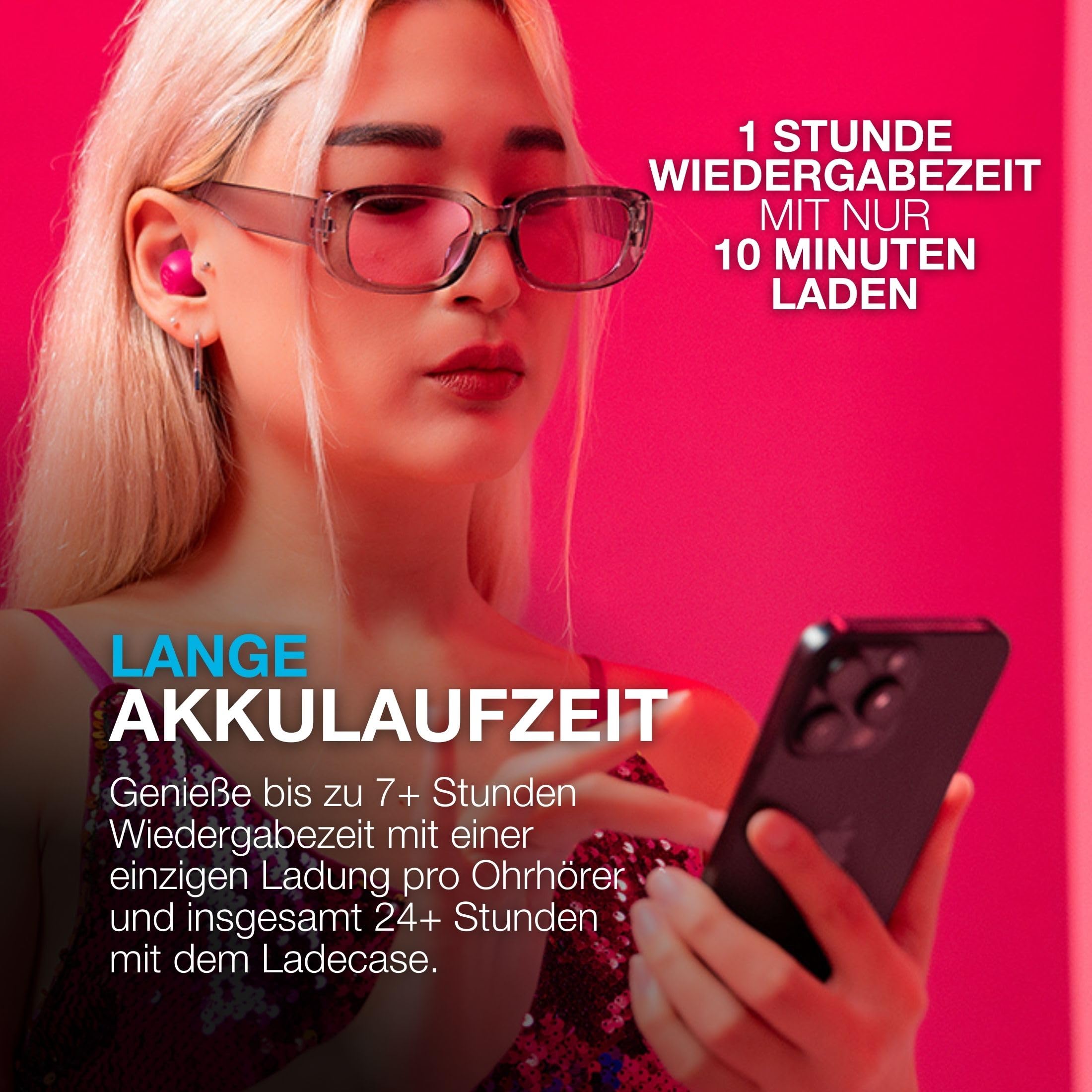 JLab Go Pop ANC In Ear Kopfhörer - Bluetooth, Fuchsia