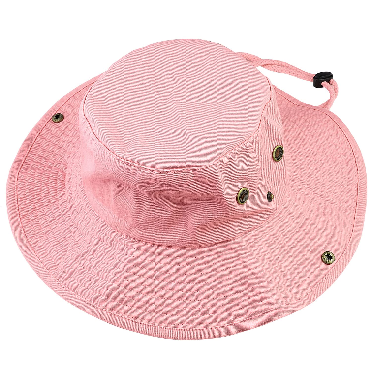 Sombrero de ala ancha para senderismo, pesca, safari, boonie, 100% algodón, protección solar UV para hombres y mujeres, actividades al aire libre, Rosado, Large/X-Large