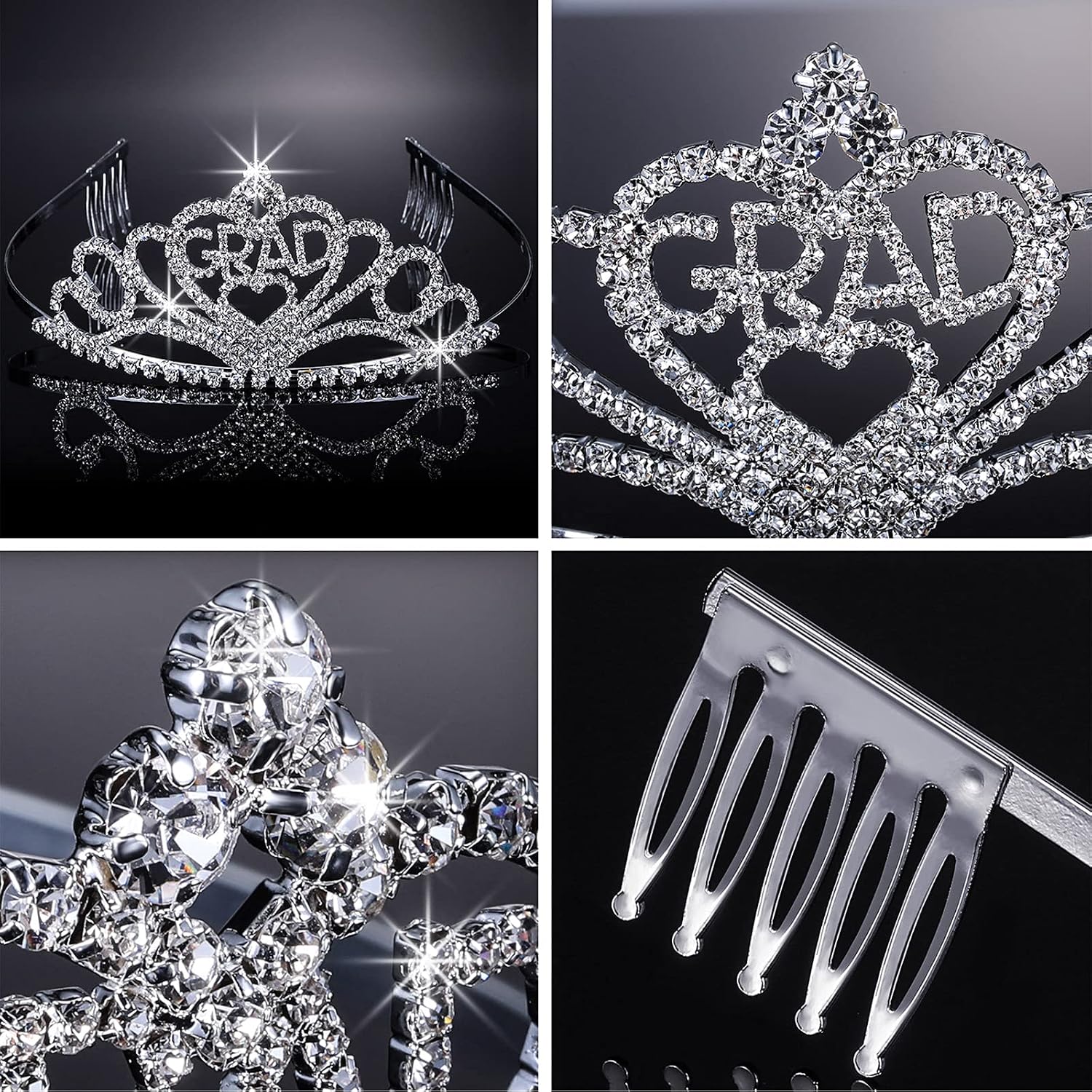 2026 Graduation Party Supplies Kits, Glittered Metal Graduation Princess Grad Crown Tiara and Graduate Sash for Graduation Party Decorations Grad Decor Favors, Pink