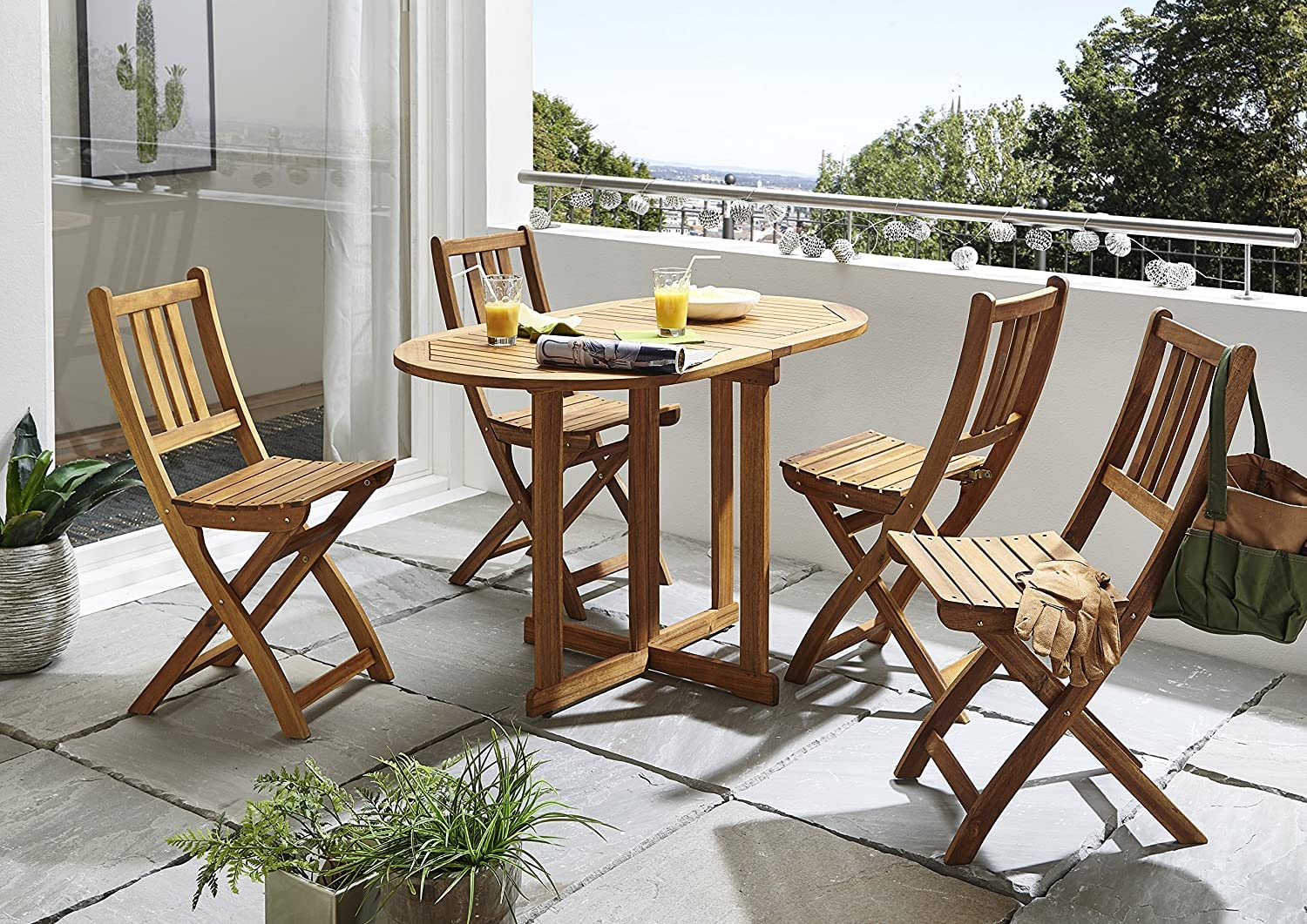 SAM Gartentisch Pablo 120x70 cm Akazienholz rund klappbar | massiv & geölt, Abgerundeter Klapptisch, Holztisch für Balkon, Terrasse, Wintergarten oder, pflegeleichtes Unikat