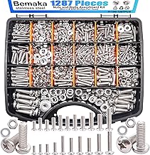 1287Pcs Nuts and Bolts Assortment Kit, 304 Stainless Steel Bolts Machine Screws Hardware Assortment Kit, Metric & SAE Phillips Pan Head Screws, Assorted Bolts, Nuts and Washers Kit