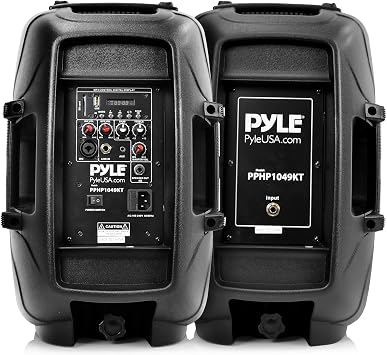 Pyle Wireless Portable PA System - Bluetooth Compatible Active + Passive Pair Outdoor Sound Speakers & Professional Audio Mixer Sound Board Console System Interfacen Streaming FX 16-Bit DSP Processor