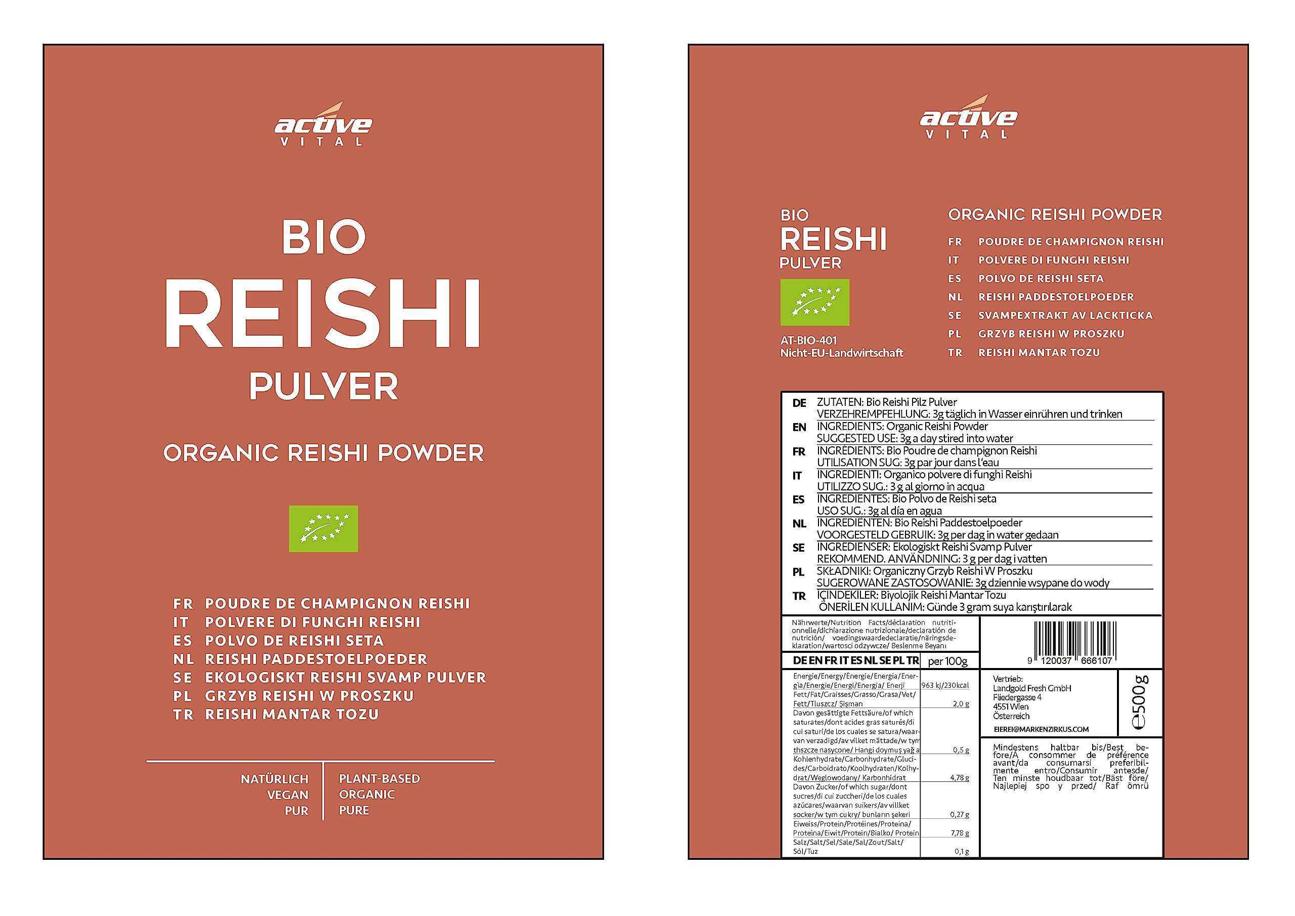 Reishi-Pulver-Bio 500g Vital Pilz 100% natürlich