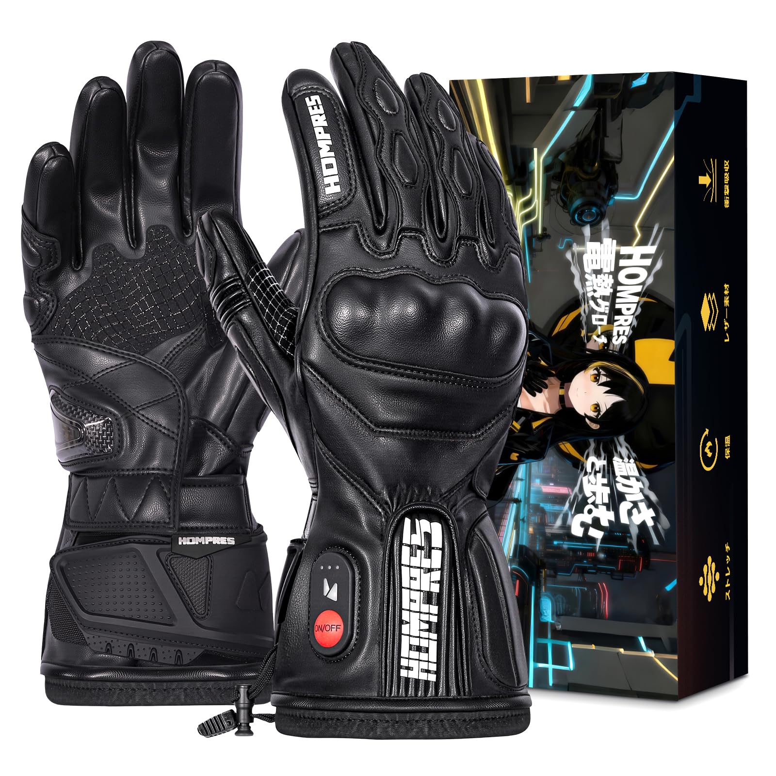 Amazon.co.jp: Hompres 全体PU革電熱グローブ 11.1V両面全体発熱
