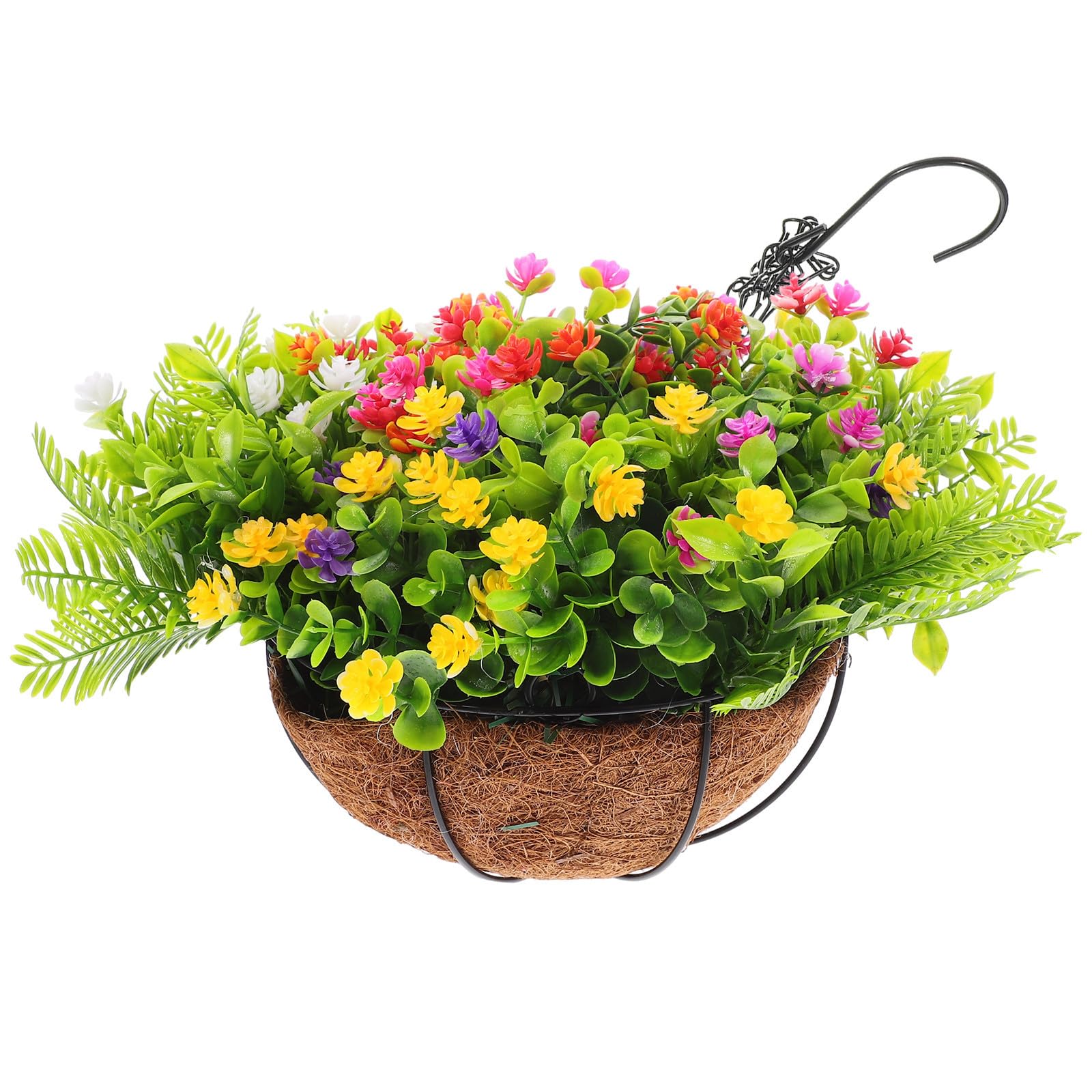 Pot de fleurs suspendu extérieur en plastique avec panier décoratif résistant UV