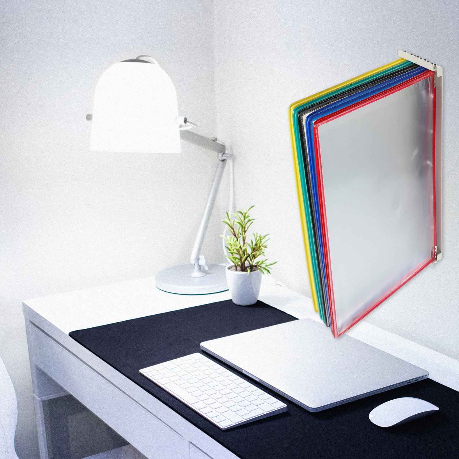 Ciieeo Organizer da Muro per Documenti in Pvc e Metallo Struttura Semplice, Porta File per 10 Pagine per Scuole e Sale Riunioni