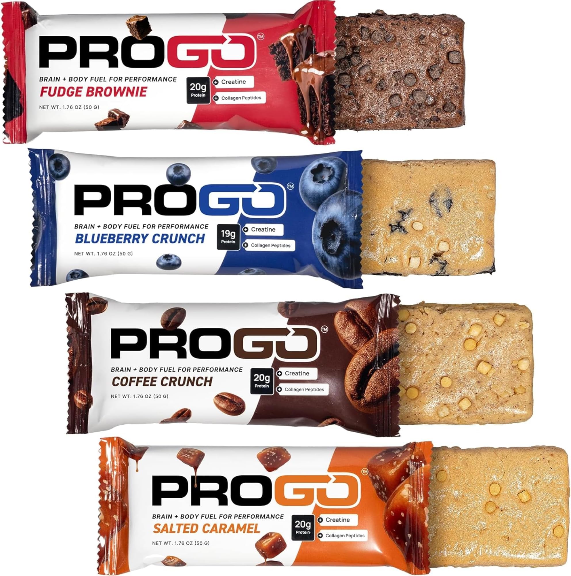 ProGo Protein Bars, Starter Pack, 4 Bars, 20g Protein, 180 Calories