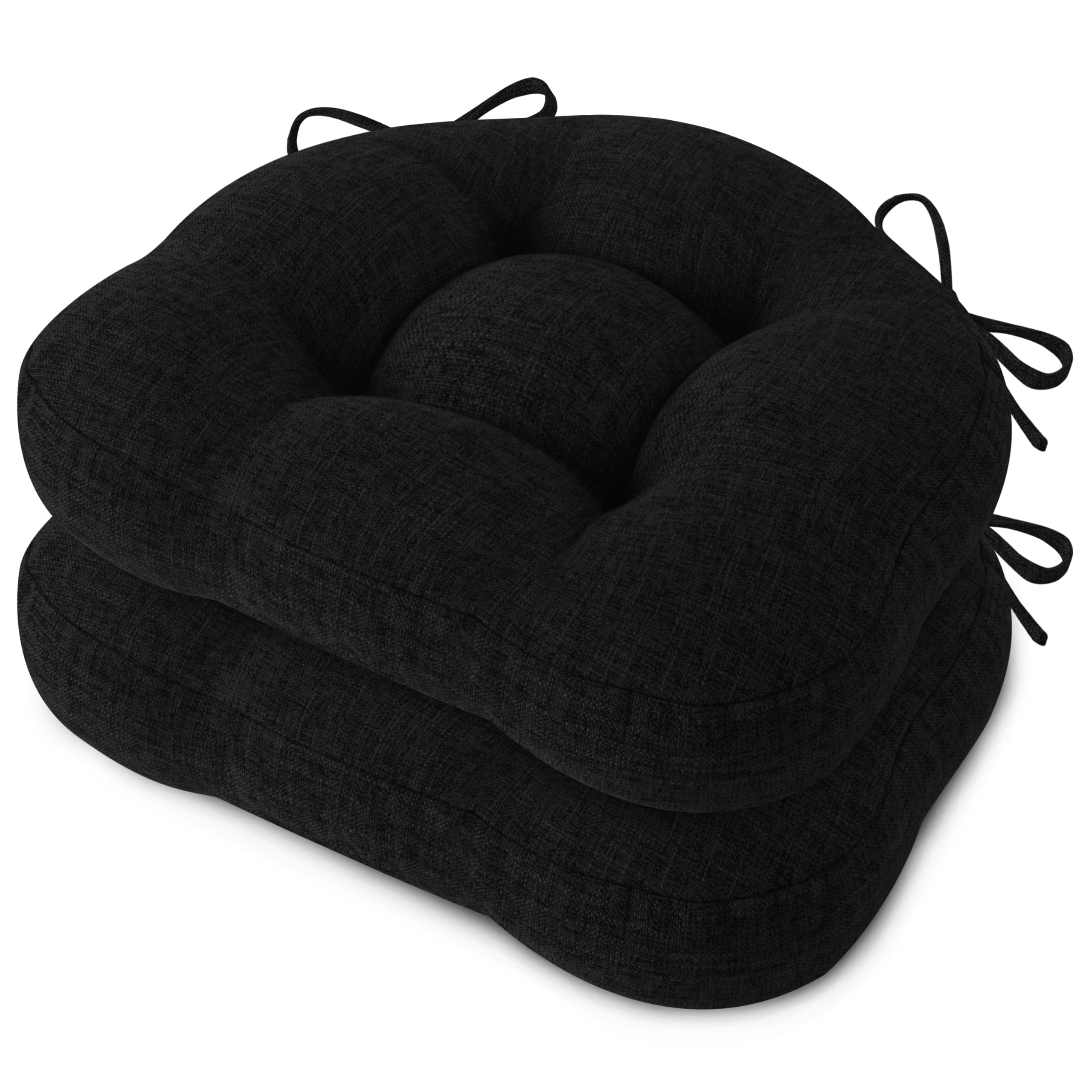 FlyGulls Chair Cushions for Dining Chairs 42x39.5x8cm Black 2 Pack