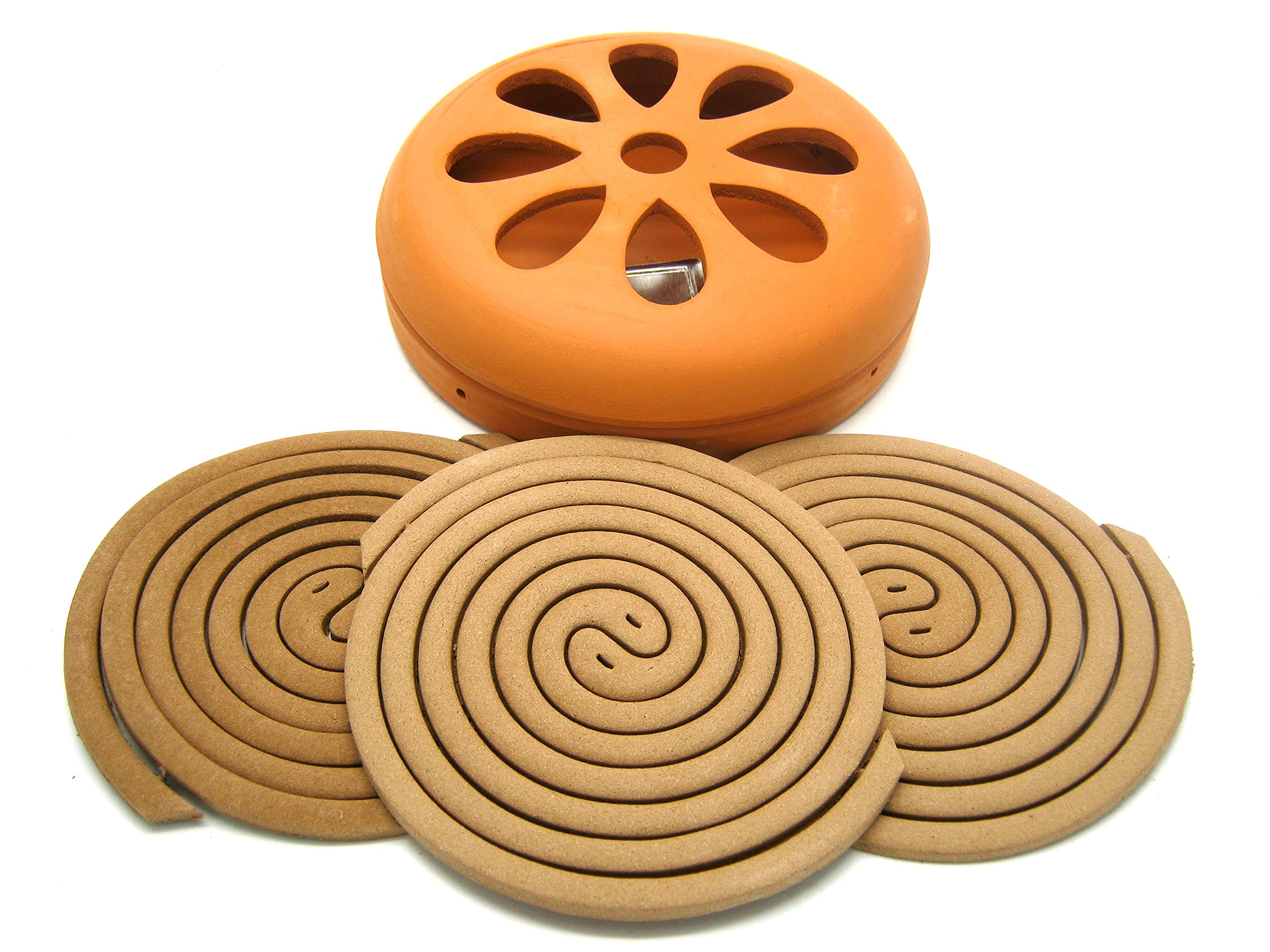 Citronella Terracotta Burner Outdoor Insect Repeller - Includes 3 Coils, Each lasting up to 5 Hours
