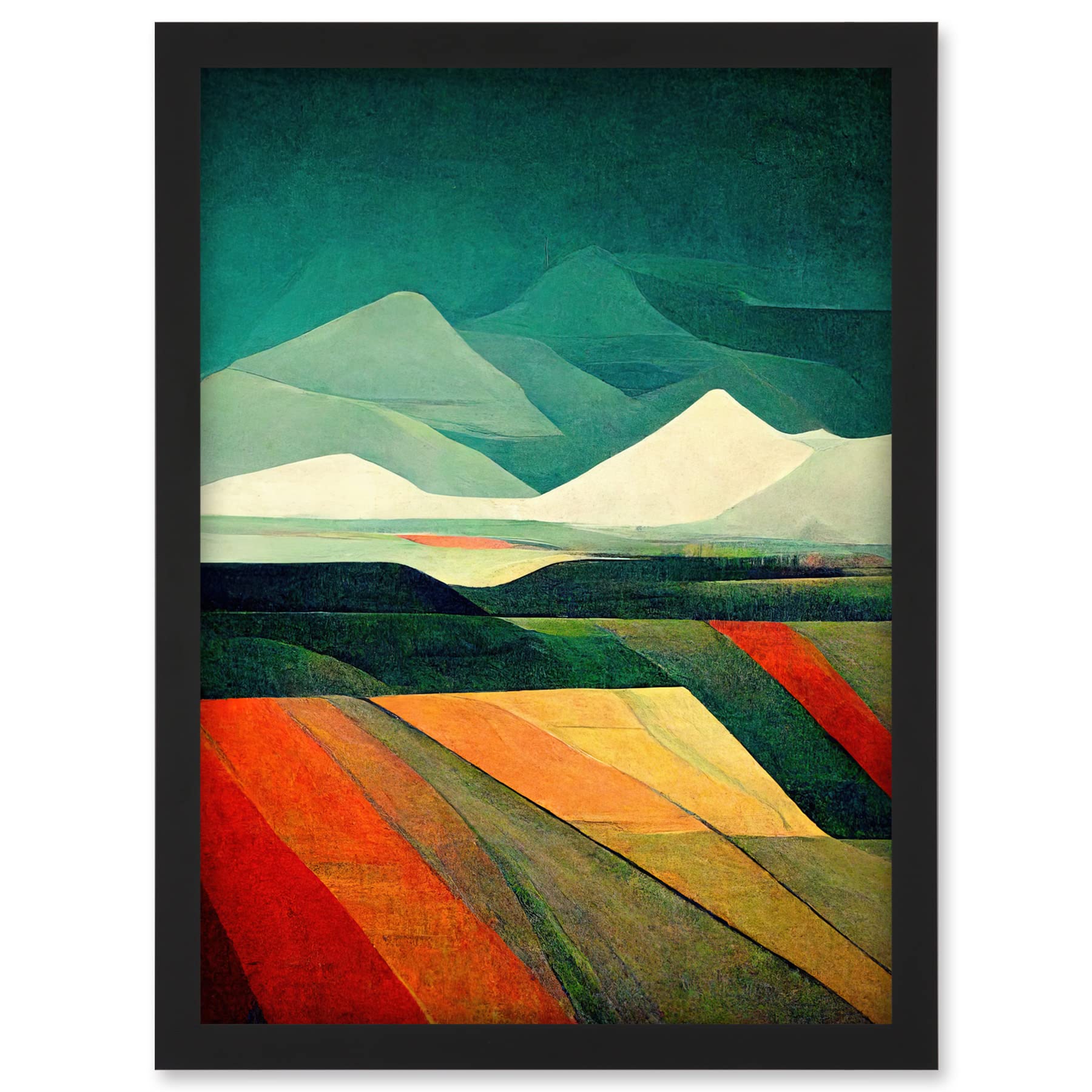 Doppelganger33 LTD Modern Semi-Abstract Colourful Landscape Artwork Framed A3 Wall Art Print
