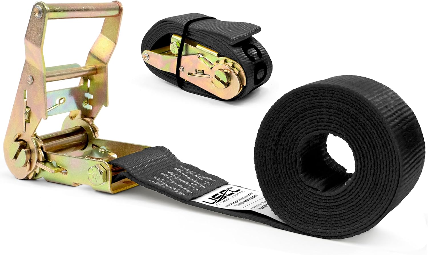 US Cargo Control Endless Ratchet Straps, 2 Inch Wide X 15 Foot Long, Black, Wide Handle Ratchet Tie Down, Endless Cargo Straps, Dependable Utility Strap for Cargo Bundling, 2 Pack
