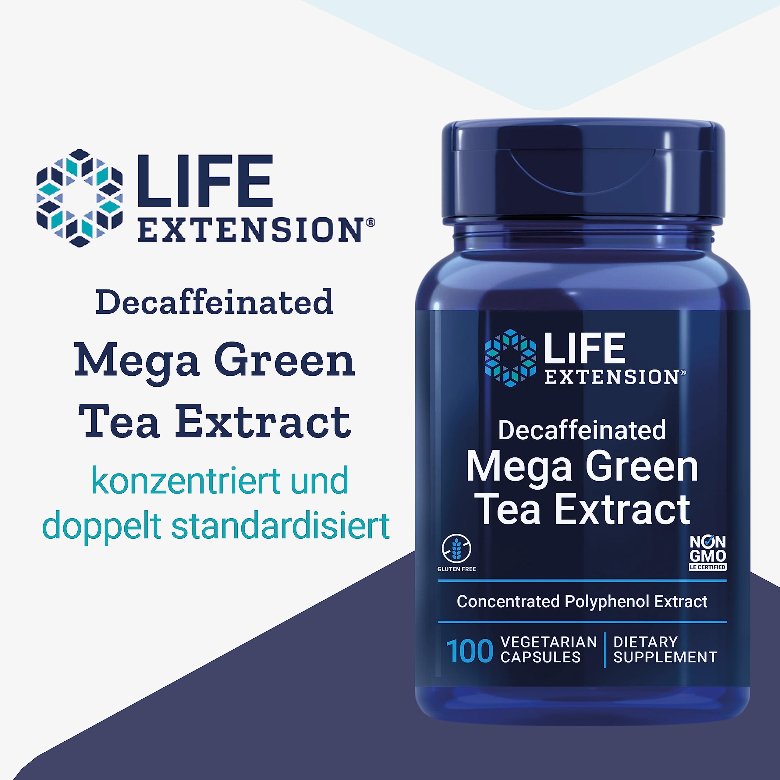 Life Extension, Mega Green Tea Extrakt, 100 vegane Kapseln, 725mg Grüner Tee je Dosis, Glutenfrei, Sojafrei, GMO frei, Geschmacksneutral