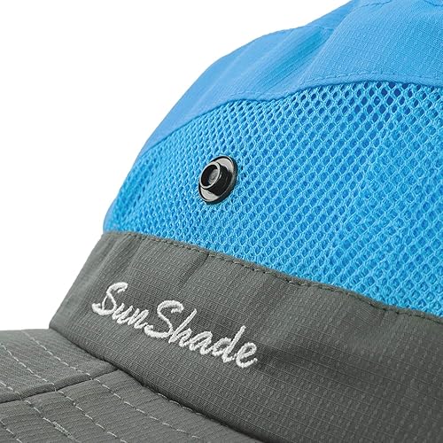 Miniatura 85 de Rosoz Sombreros para cola de caballo para mujer, protección UV, plegable, de malla ancha, senderismo, playa, pesca, safari de verano 1 paquete-gris