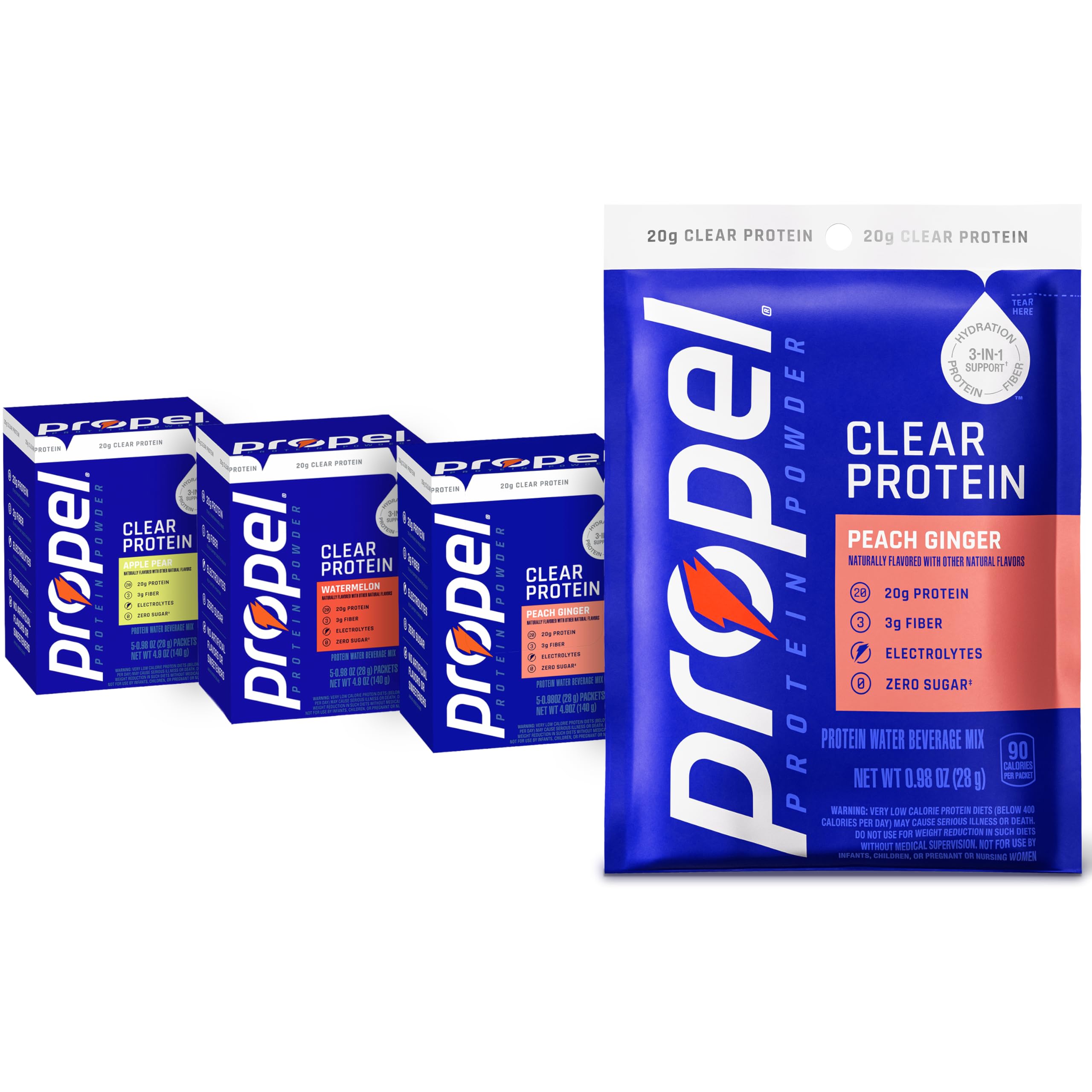 glp 1 drink packets Amazon.com: Propel Clear Protein Powder, Variety Pack, 15 Servings, 3-in-1 GLP-1 Support: Hydration, 20g Protein, 3g Fiber, Zero Sugar, 90 Calories, No Added Colors, No Artificial Sweeteners or Flavors : Everything Else