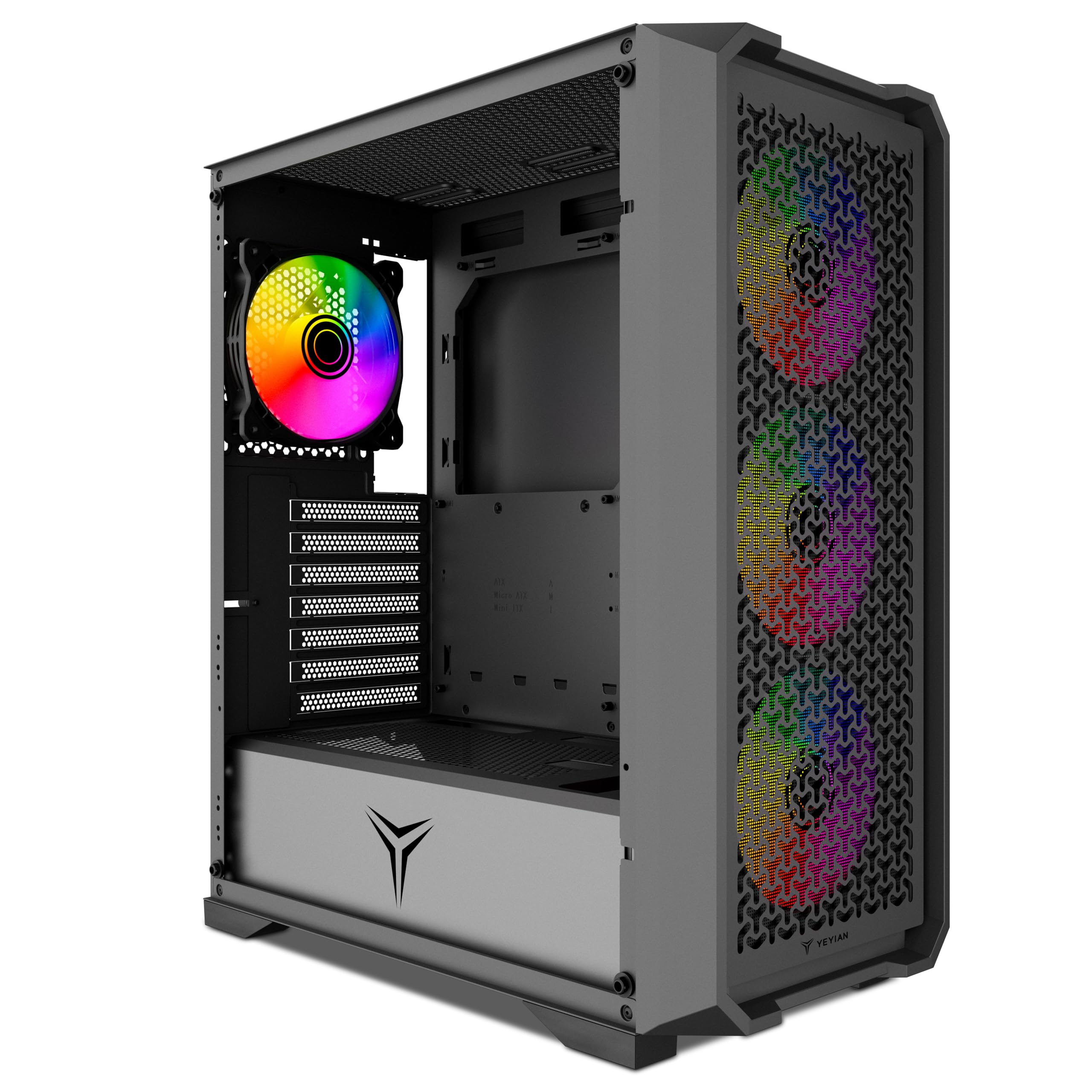 Caja PC Gaming ATX Yeyian Vault – Torre ATX, Panel Cristal Templado, 4 Ventiladores Incluidos, Soporte GPU 320 mm y Radiador 360 mm – Negro