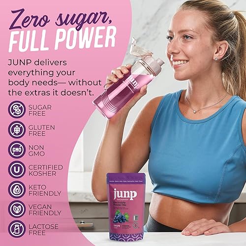 Miniatura 82 de JUNP Paquetes de electrolitos en polvo sin azúcar para agua, paquetes de hidratación instantánea con sal y potasio, cero calorías, sin