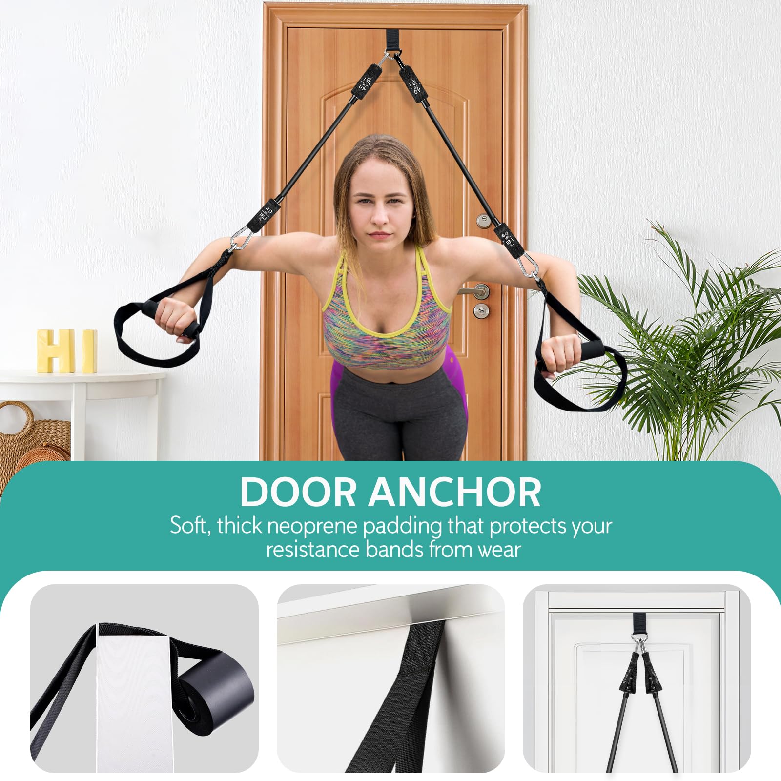 WenYa Pilates Bar Set with Resistance Bands for Women, 180lbs Latex Fitness Workout Bands with Anklets and Door Grip for Women Home Gym Pilates Yoga