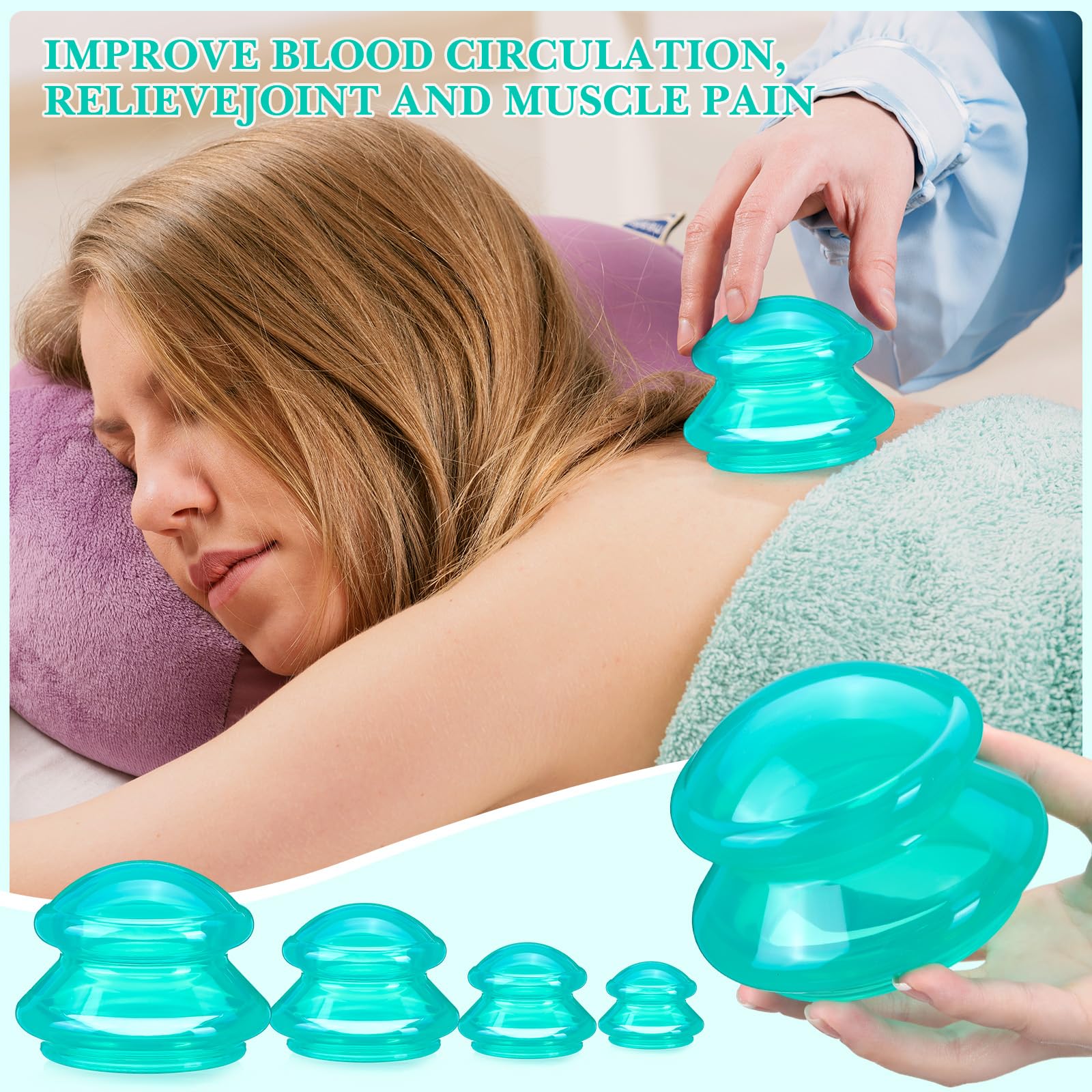 Geiserailie 16 Tazze da Massaggio con Ventose in Silicone Set di Terapia a Ventosa 4 Dimensioni Coppa Professionale di Terapia Ventosa Cinese Vuoto per Riduzione della Cellulite Corpo Miofasciale