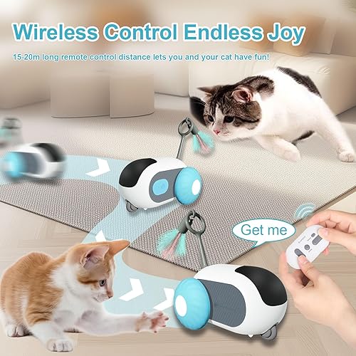 Miniatura 4 de Juguetes para gatos con control remoto para gatos de interior, juguetes eléctricos inteligentes interactivos para gatos, cola turbo con modo