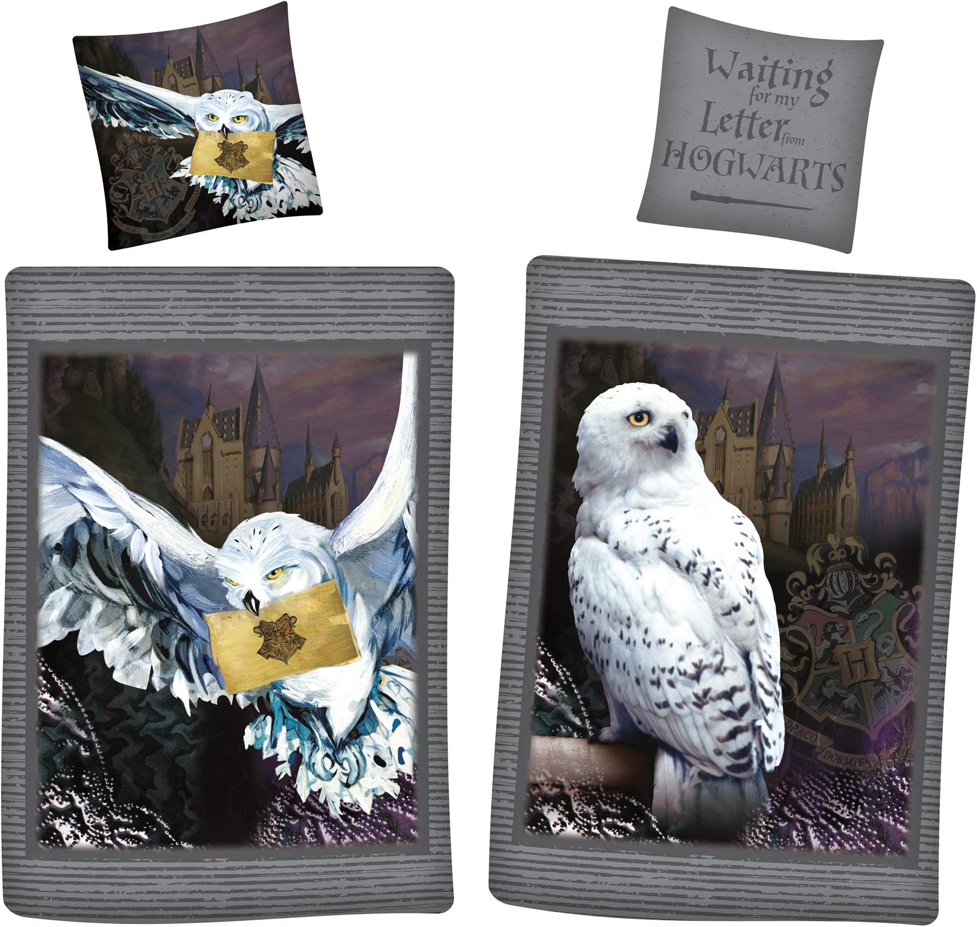 Herding Biancheria da letto Harry Potter grigio 135 x 200 cm / 80 x 80 cm (135 x 200 cm, 80 x 80 cm