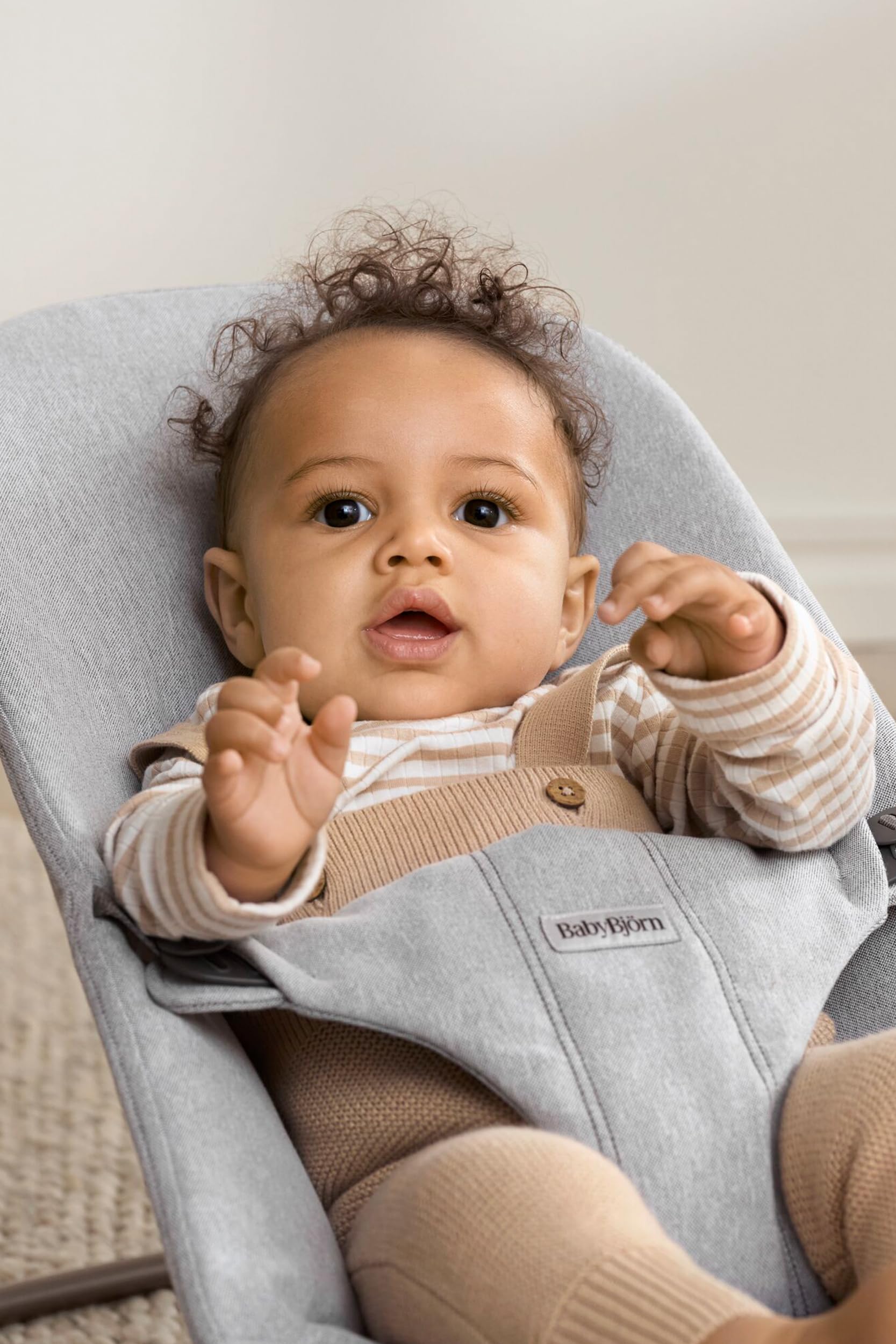 BabyBjörn Bouncer Bliss, tejido mélange, gris claro
